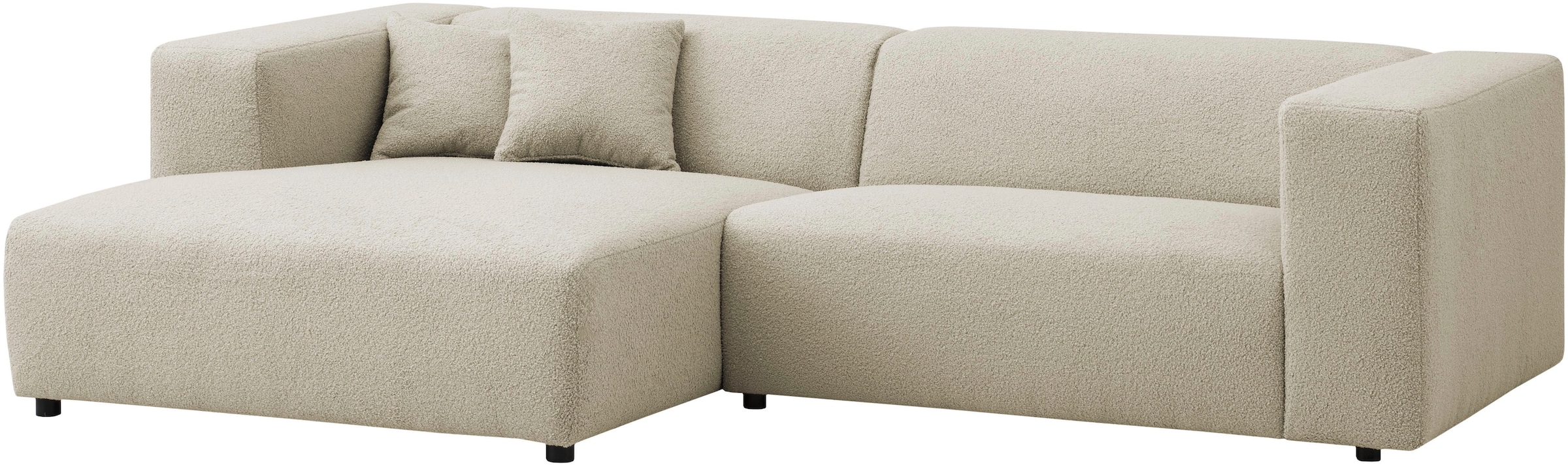 andas Ecksofa »BAKELS, L-Form in Cord oder Boucle-Stoff, moderne Couch«, wahlweise Recamiere rechts/links, bequemer Sitzkomfort
