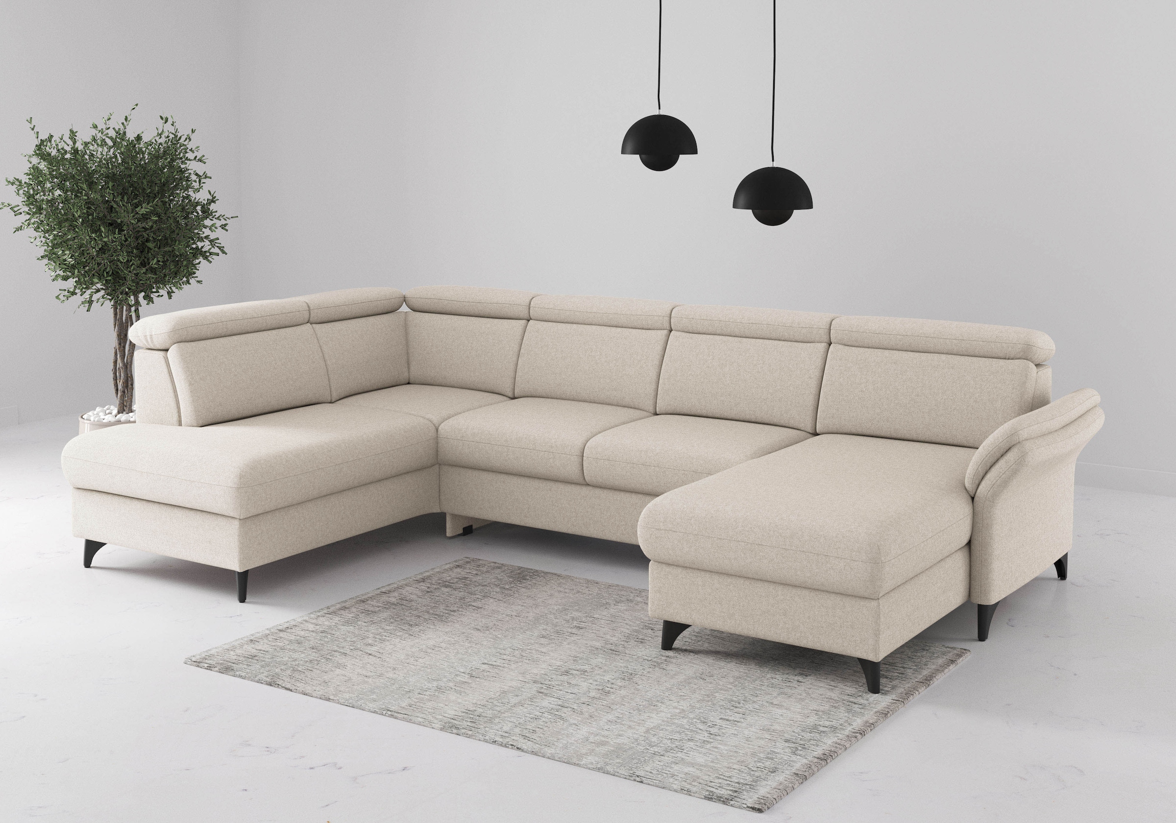 sit&more Wohnlandschaft "Glendale, U-Form" inkl. Kopfteilverstellung,wahlweise mit Vorziehsitz und Bettkasten