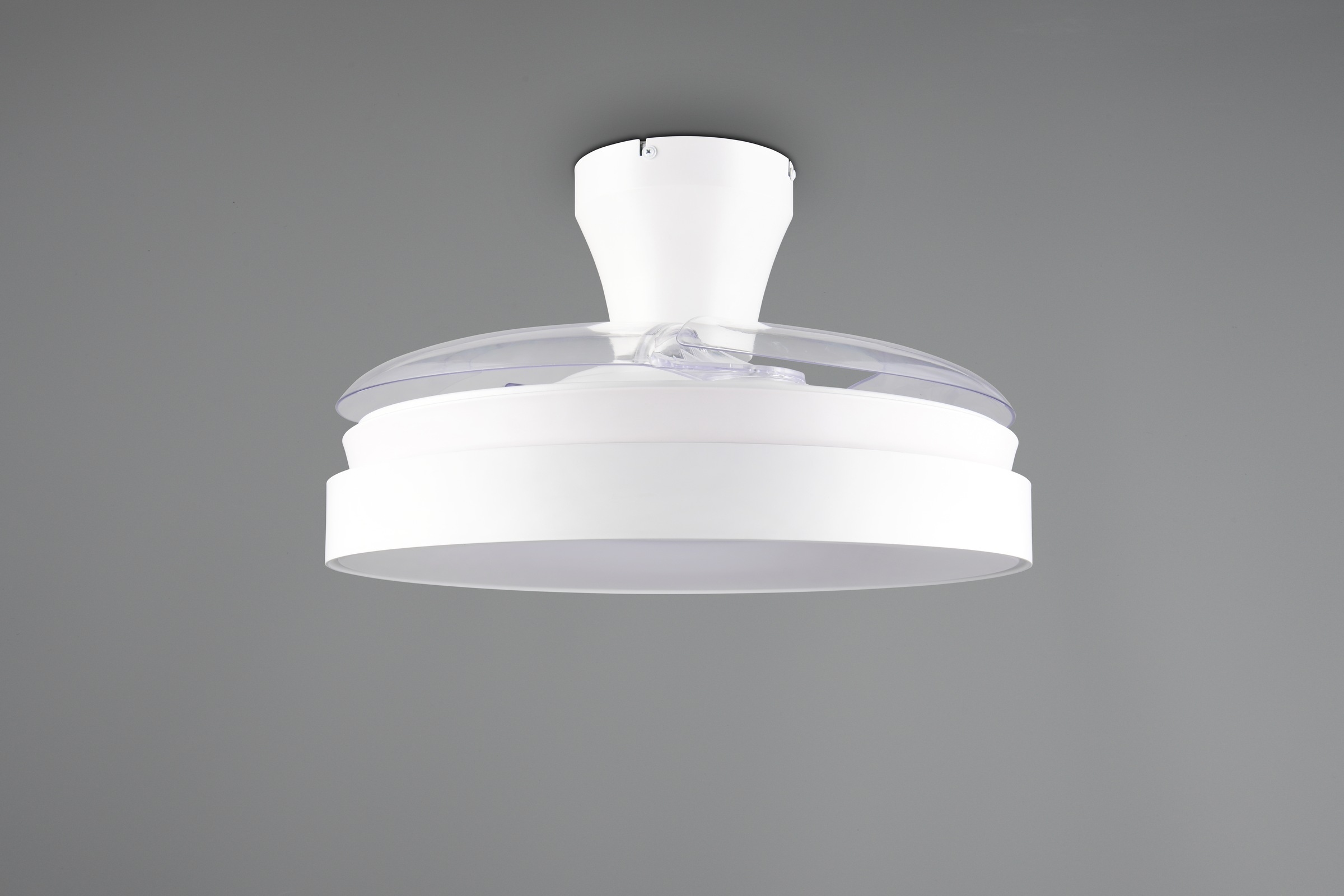 REALITY Leuchten LED Deckenleuchte »VANSBRO mit Ventilator, Deckenventilator mit ausklappbaren Flügeln 30W« LED-Board 1 Stk. Farbwechsler | warmweiß - kaltweiß Ø 49-106 cm (aufgeklappt), 6 Stufen, LED 32W CCT dimmbar Timer Fernb.