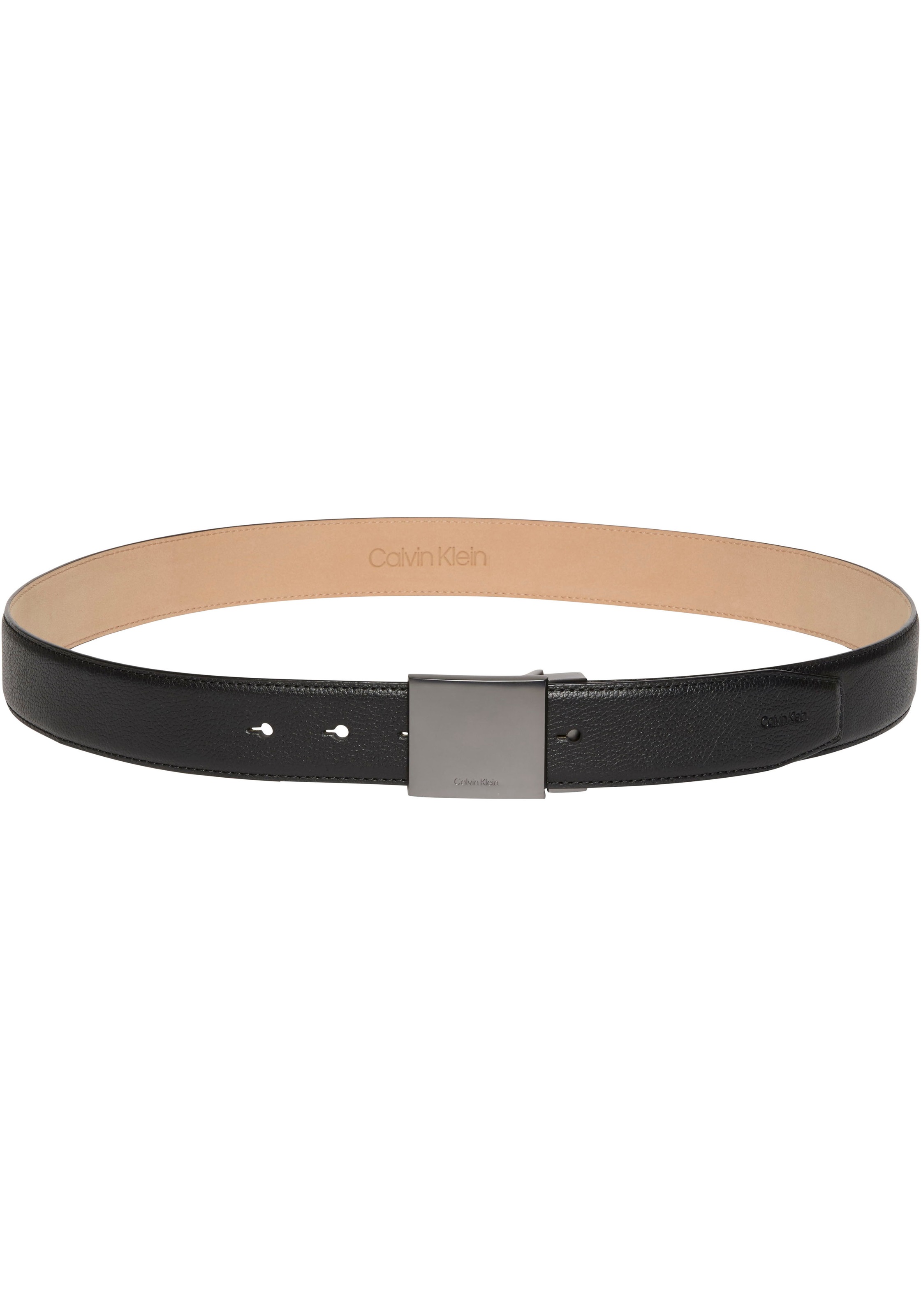 Calvin Klein Ledergürtel "DRESS PLAQUE PEBBLE 35MM ADJ" Größenverstellbar m günstig online kaufen