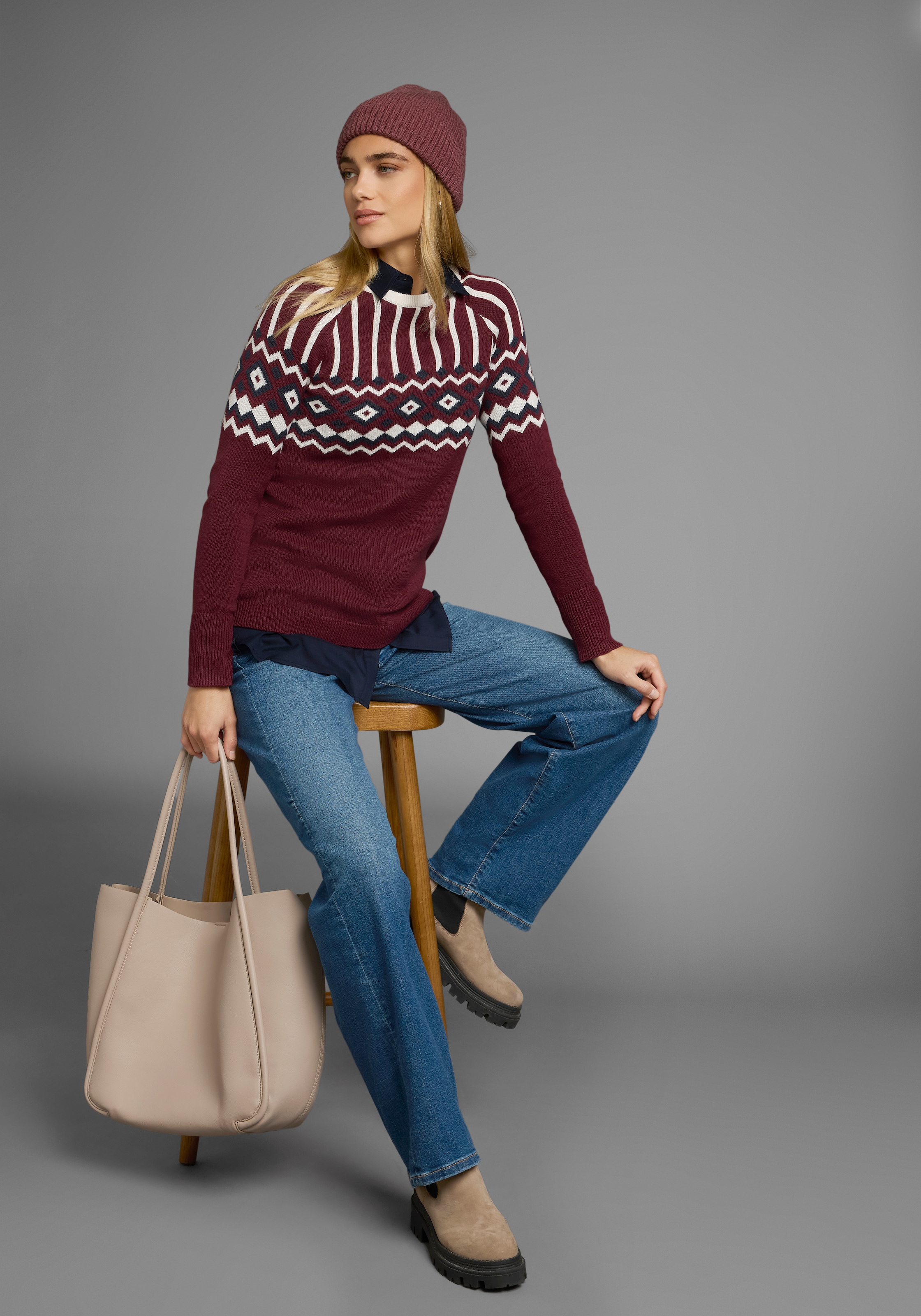 AJC Jacquardpullover, mit Norwegermuster in verschiedenen Farbvarianten