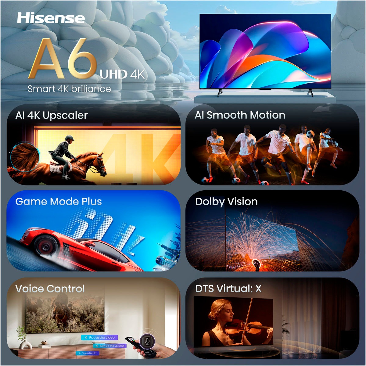 Hisense LED-Fernseher »65A6S« 164 cm/65 ″ Smart-TV