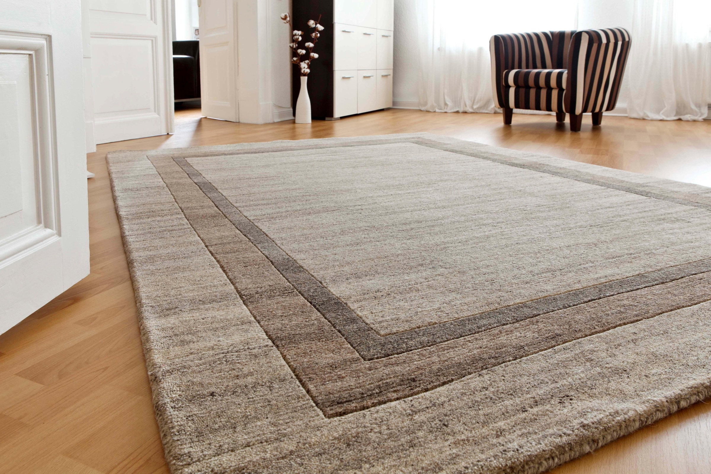 LUXOR living Wollteppich »Lethbridge«, rechteckig, 11 mm Höhe, reine Wolle, handgeknüpft, mit Bordüre, Wohnzimmer