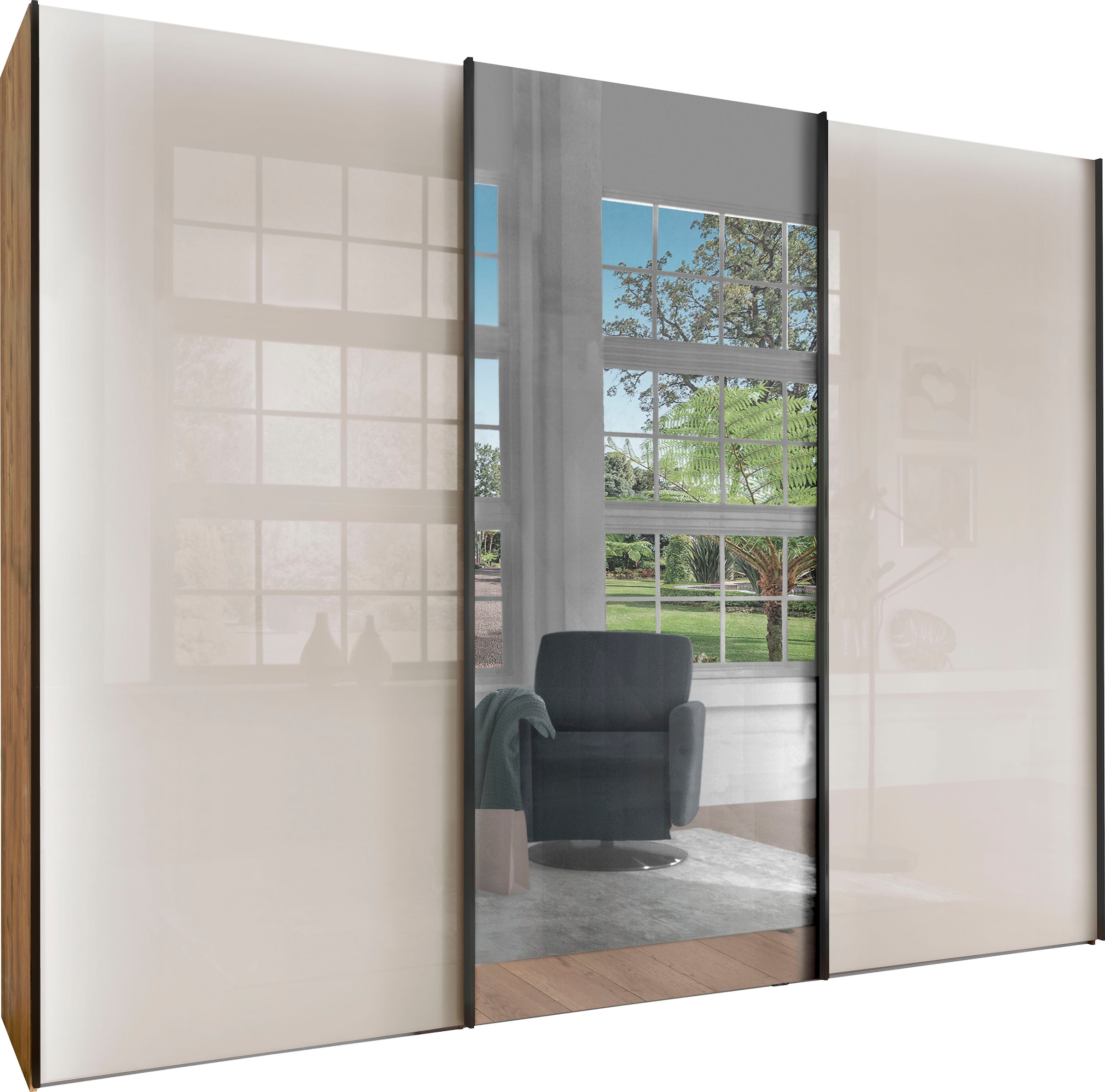 WIEMANN "Monaco, Kleiderschrank, Schrank, Wäscheschrank, mit Schiebetüren" 2 Breiten, 2 Höhen 216/236 cm auswählbar, MADE IN GERMANY, hochwertige Glas- und Spiegelfront, variable Inneneinteilung