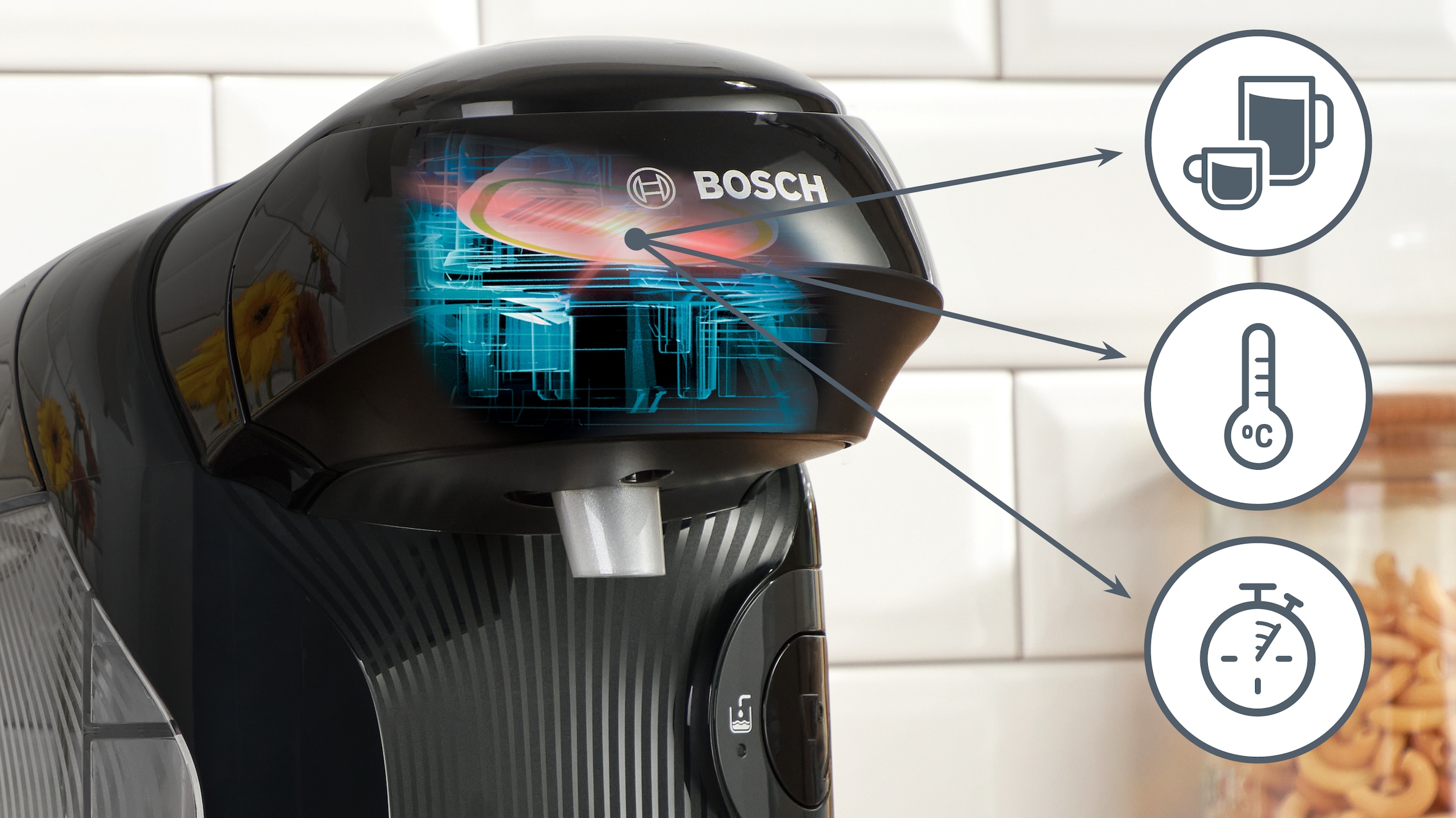 TASSIMO Kapselmaschine »style friendly TAS112E, über 70 Getränke, platzsparend«, nachhaltig, geeignet für alle Tassen, Wassertank 0,7 L, schwarz