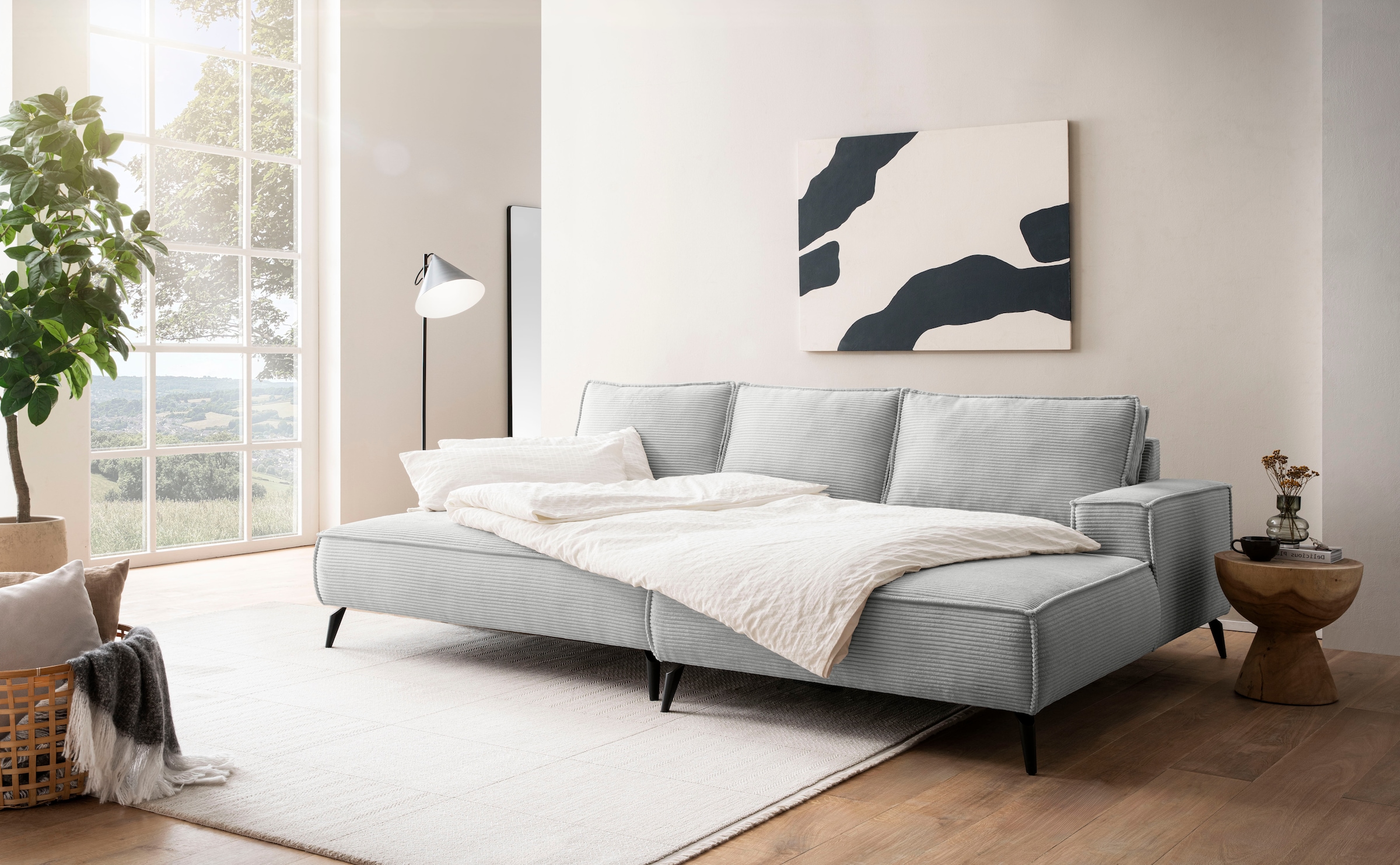 andas Sitzgruppe »TVINNU, Polsterecke L-Form, Schlaffunktion, mit Hocker«, (Set, 2 tlg.), stellbar zum Schlafsofa (Krokodilverbinder)