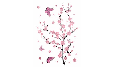 Wandtattoo »Kirschblüten mit Schmetterlingen«