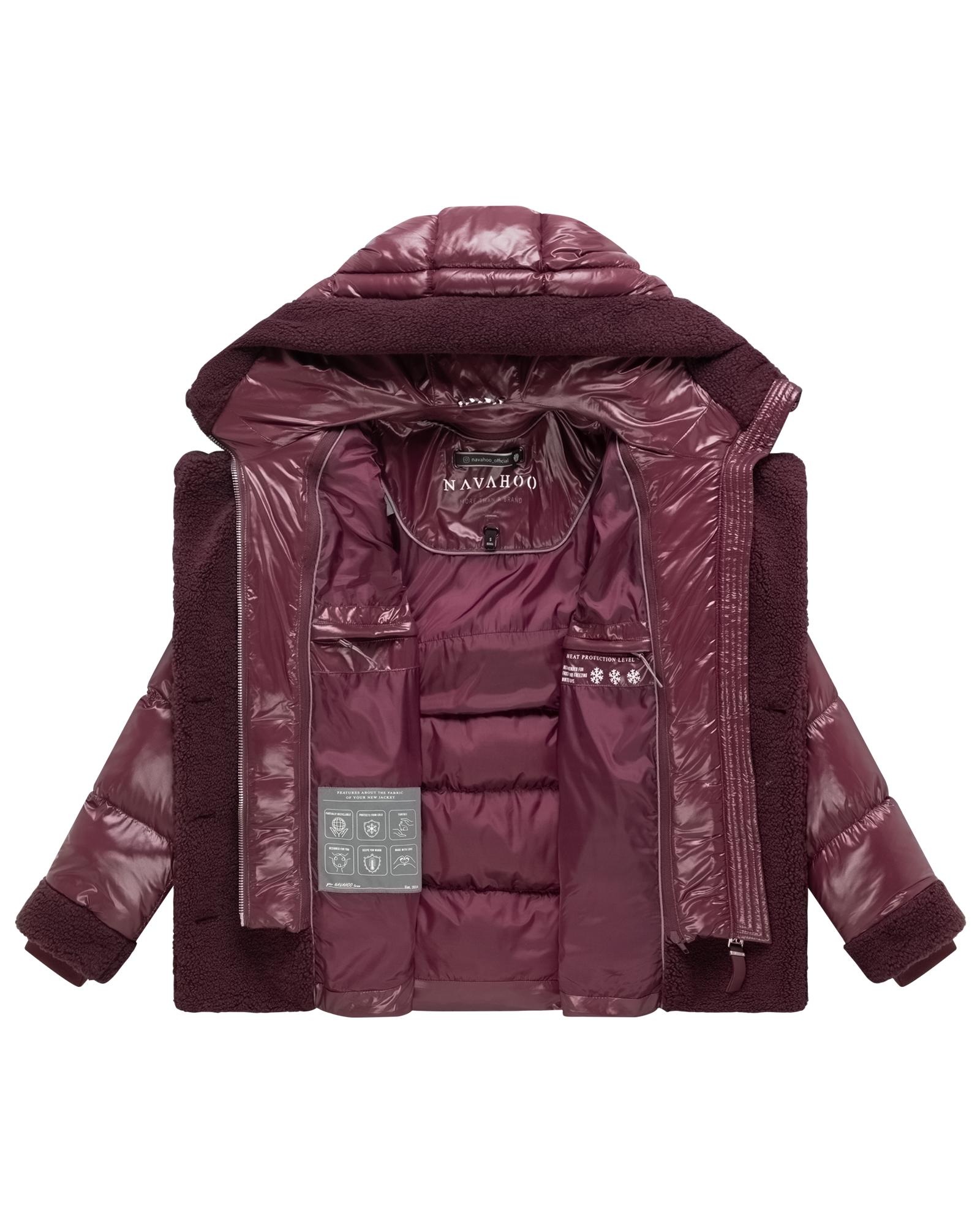 Navahoo Winterjacke »Kuschelhäschen 14« mit Kapuze Warme Jacke im Teddy-Stepp-Materialmix mit Kapuze