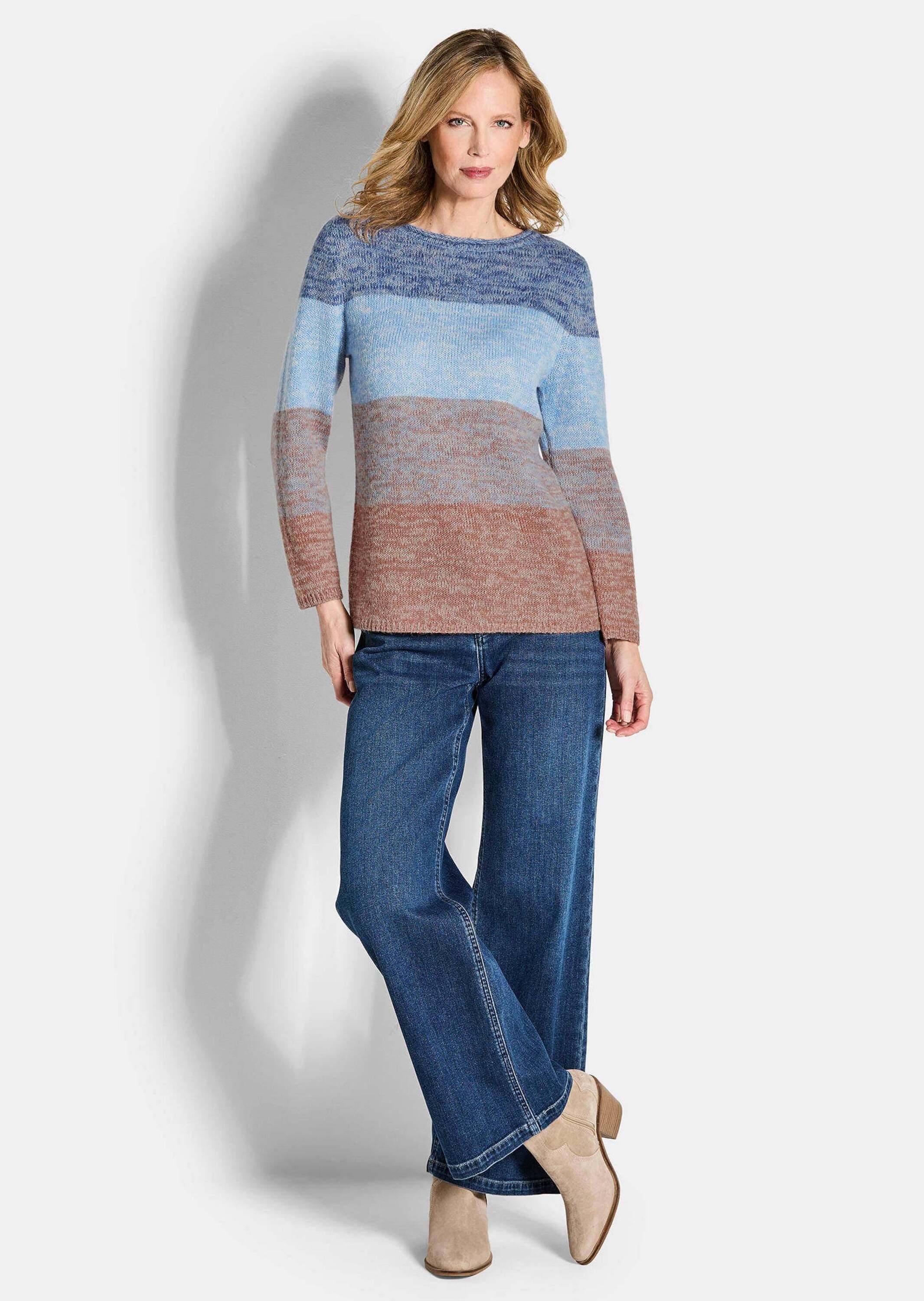 GOLDNER Rundhalspullover "Langarm Blockstreifenpullover, Melange" Blockstre günstig online kaufen