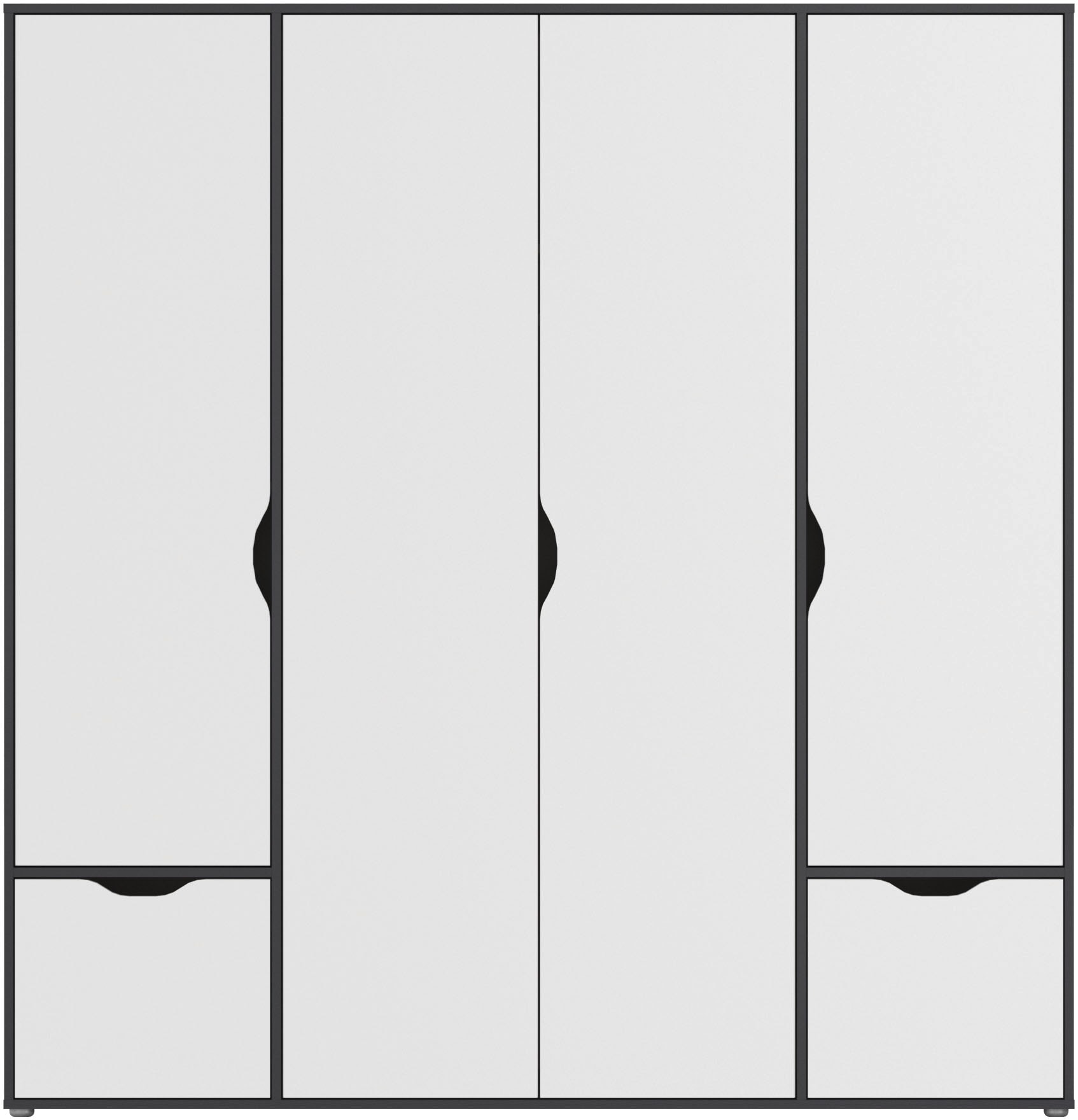 rauch Drehtürenschrank »Kleiderschrank Schrank Garderobe Wäscheschrank NARAI mit Schubladen«, (in 3 verschiedenen Ausstattungen BASIC/CLASSIC/PREMIUM), Griffausfräsungen für eine grifflose Optik TOPSELLER MADE IN GERMANY