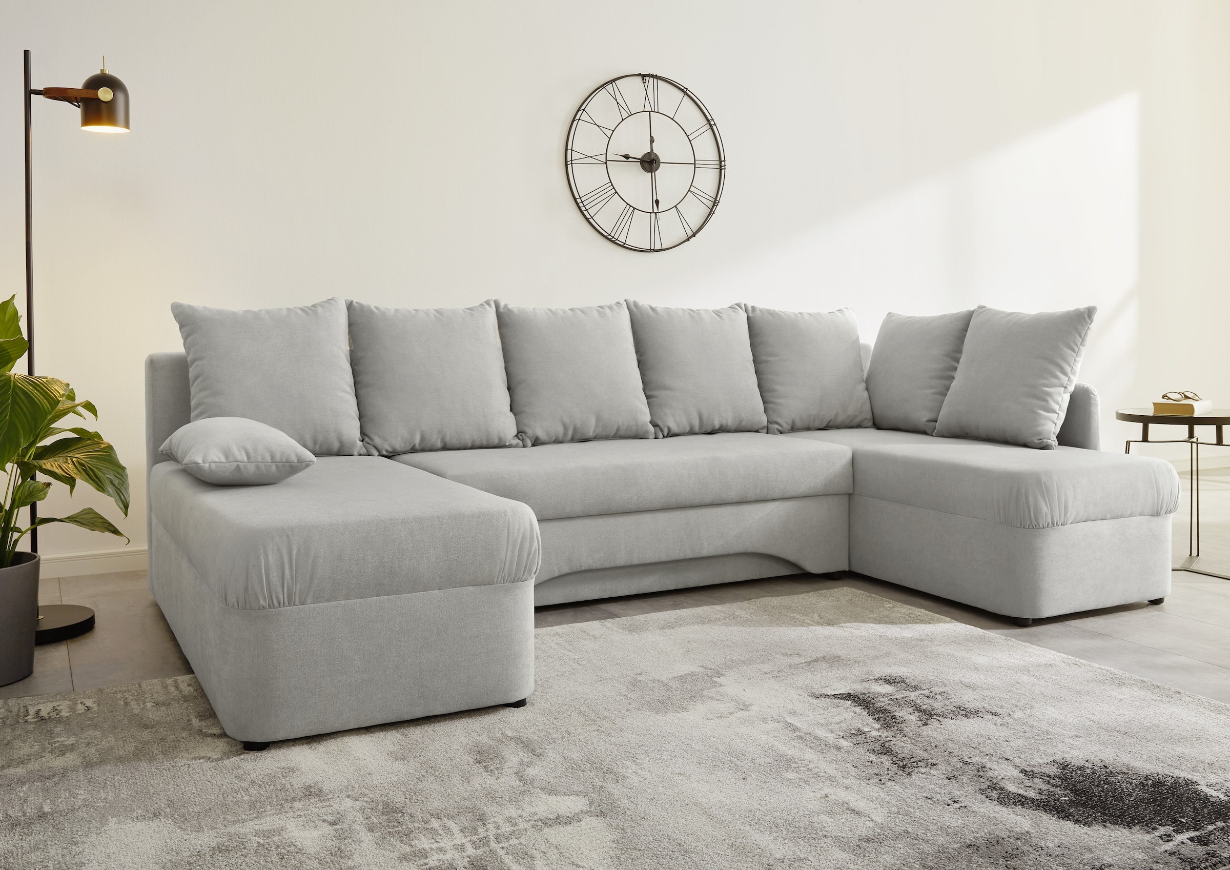 Jockenhöfer Gruppe Wohnlandschaft "Arktis U-Form, B: 260 cm, auch in Cord" Sofa mit Bettkasten & Schlaffunktion, zahlreiche Kissen