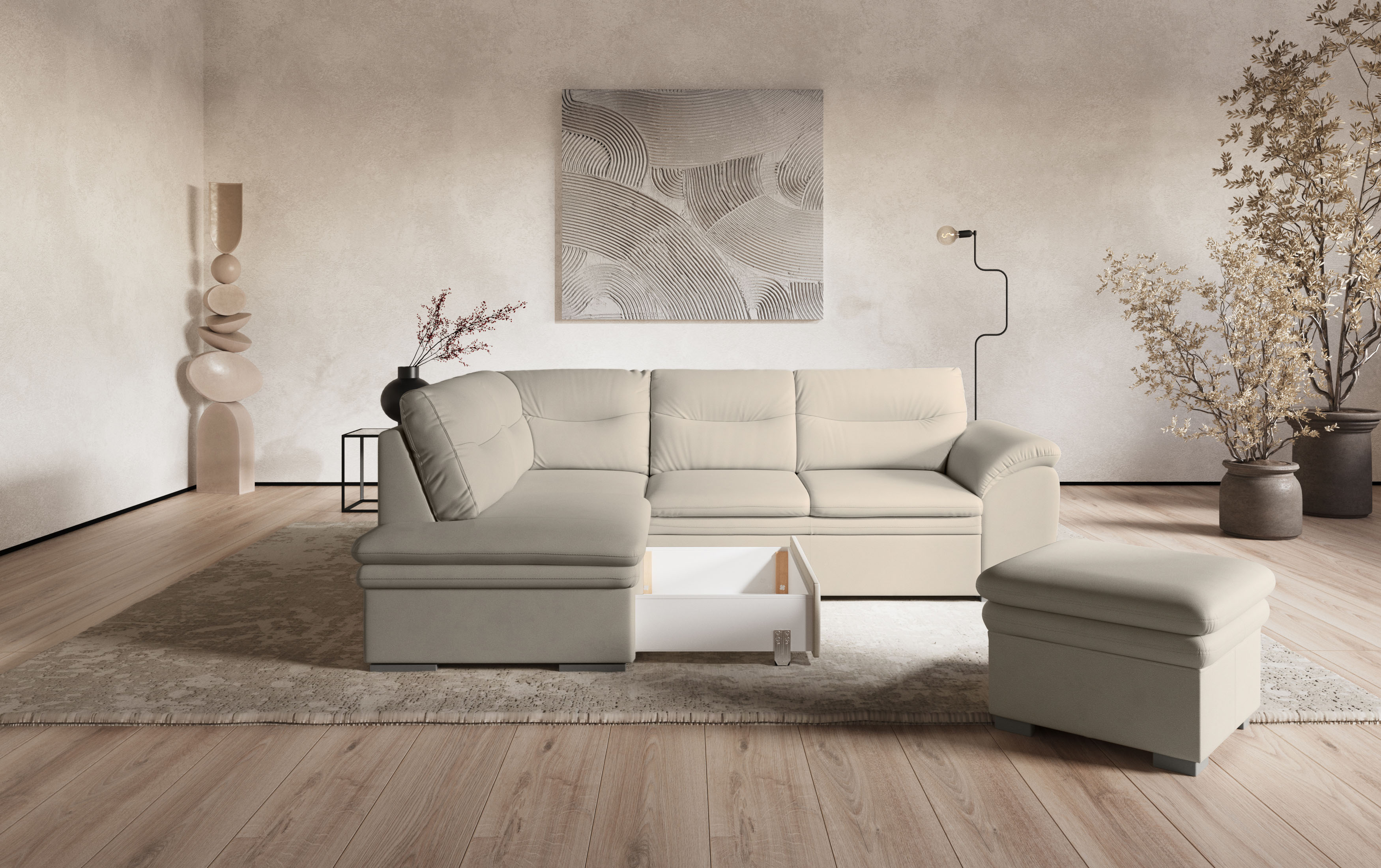 Thumbnail - COTTA Ecksofa "Leandra L-Form" wahlweise mit Bettfunktion & Bettkasten