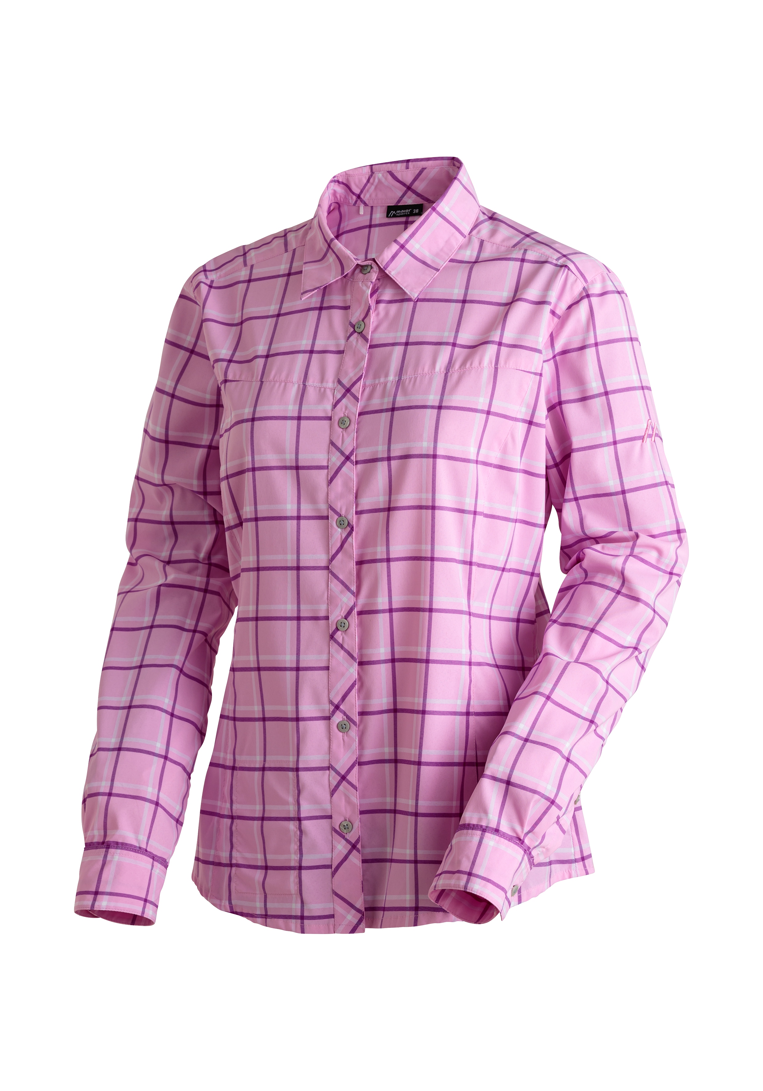 Maier Sports Funktionsbluse "Kendra L/S W" Damen Bluse, leichte Langarmbluse, Blusen-Shirt, Karobluse, Reg Fit