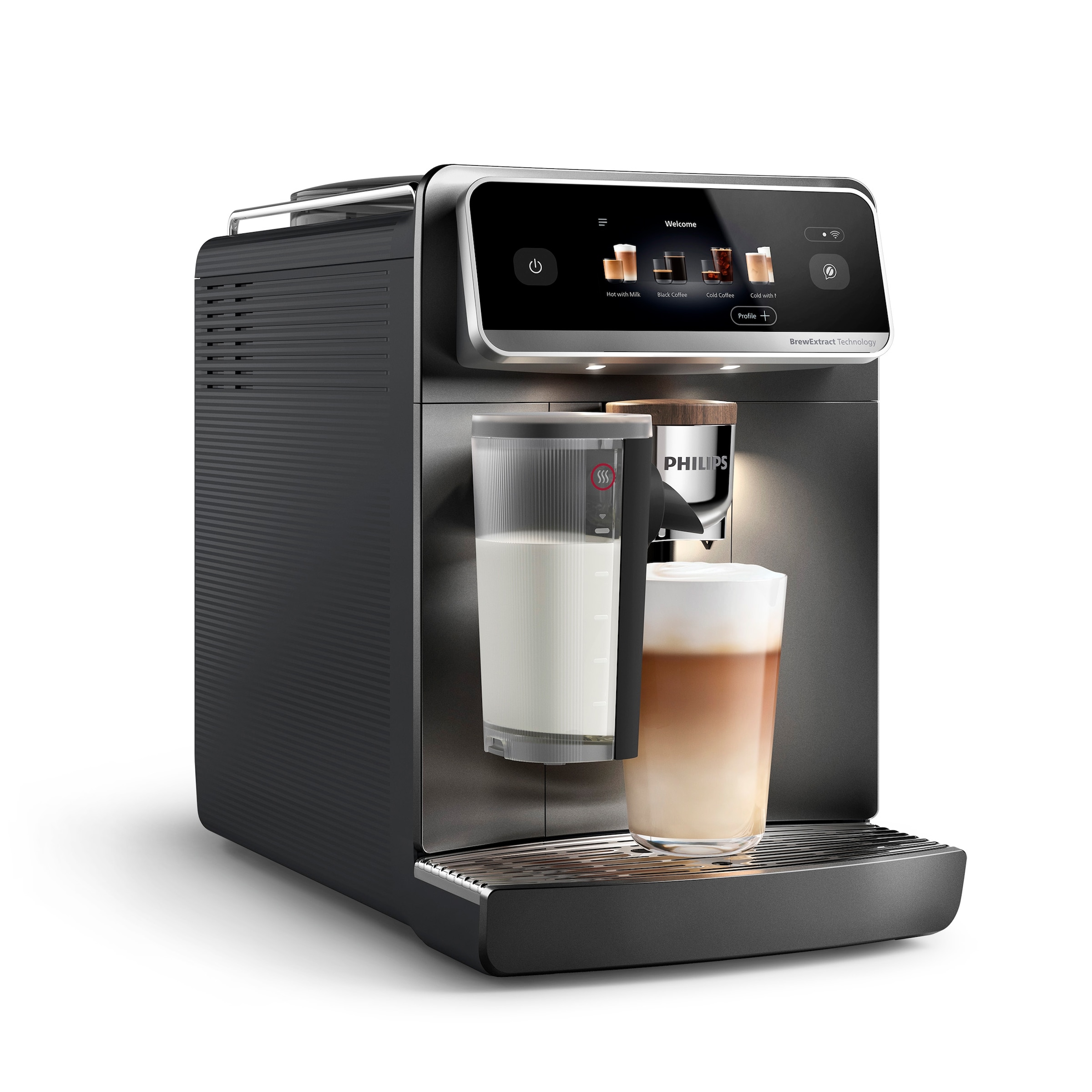Philips Kaffeevollautomat "EP8757/12 8000 Series LatteGo Pro Café Aromis, 50 Getränke (heiß oder eisgekühlt)" LatteGo Pro-Milchsystem, BrewExtract Technologie, appfähig