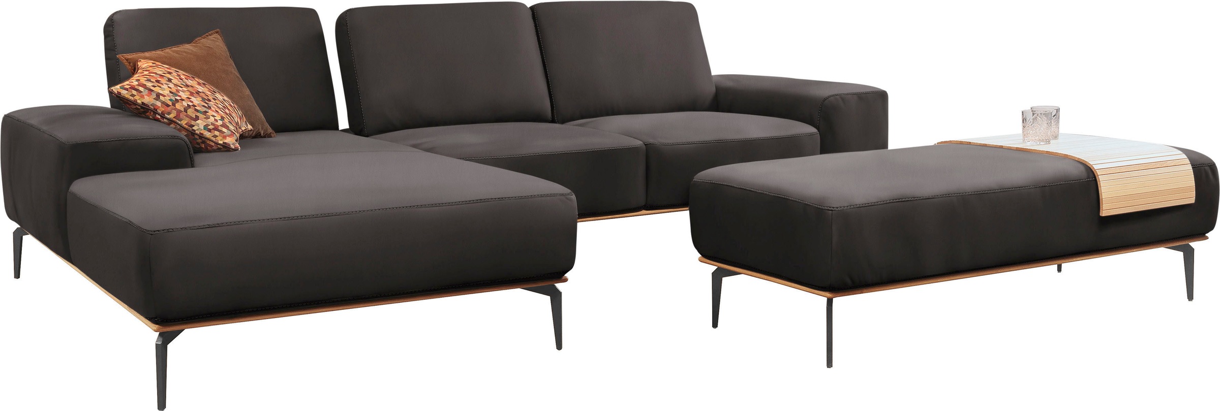 W.SCHILLIG Polsterhocker »run«, mit Holzsockel, Füße in Schwarz pulverbeschichtet, Breite 150 cm