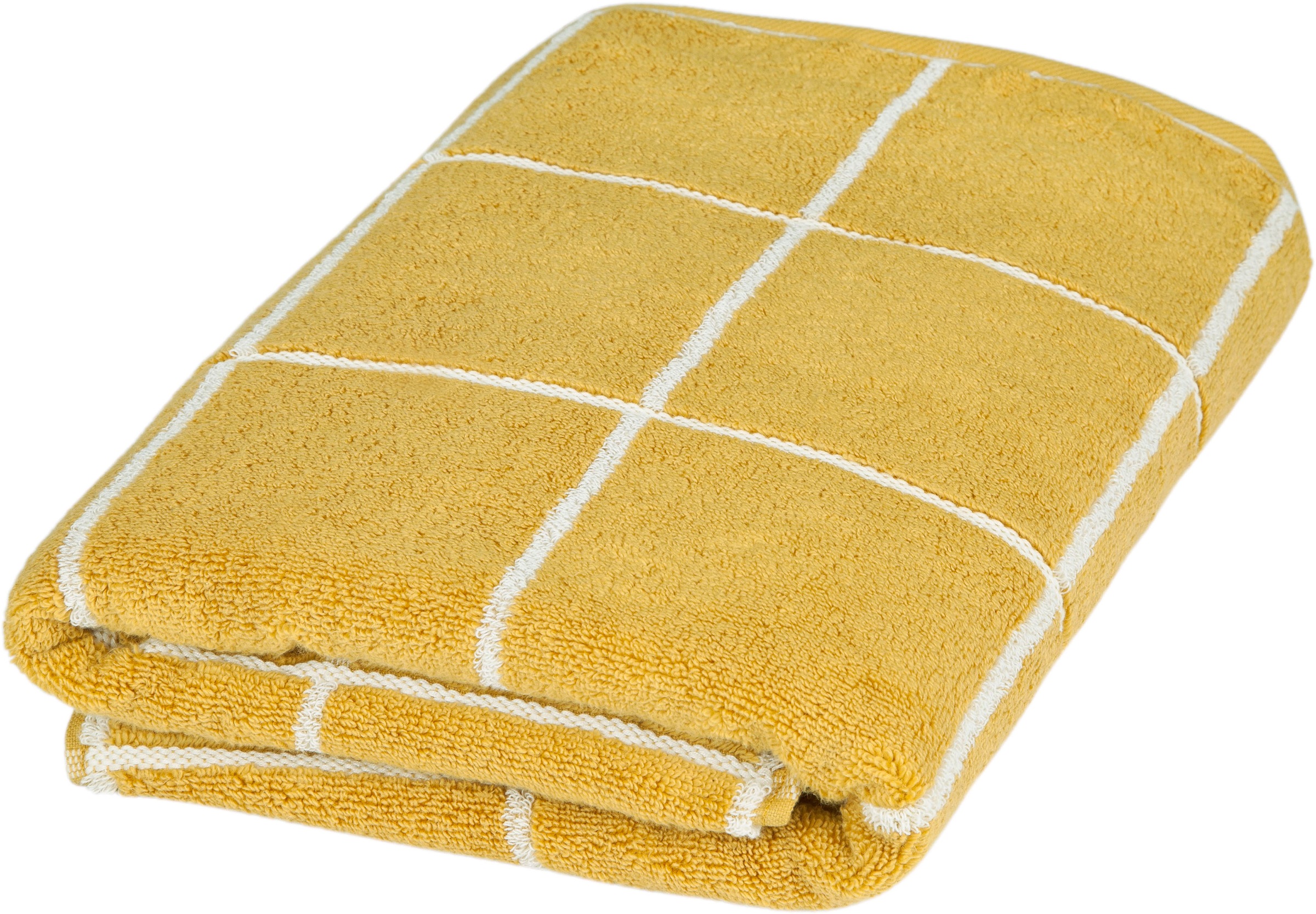 Duschtuch ROSS, B:75cm L:140cm, gelb, Frottier, Baumwolle, Handtücher, "Cashmere Überkaro", 100% Baumwolle, kariert, in modischen Karo Farben