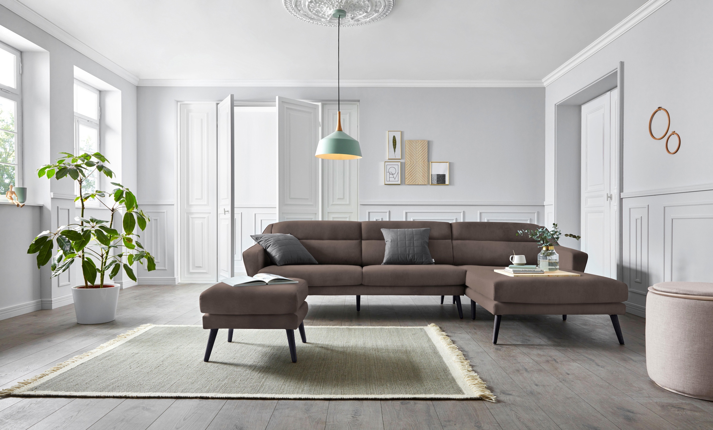 OTTO home Ecksofa "Bille L-Form" mit Naht im Rückenkissen und Beinen aus Ei günstig online kaufen