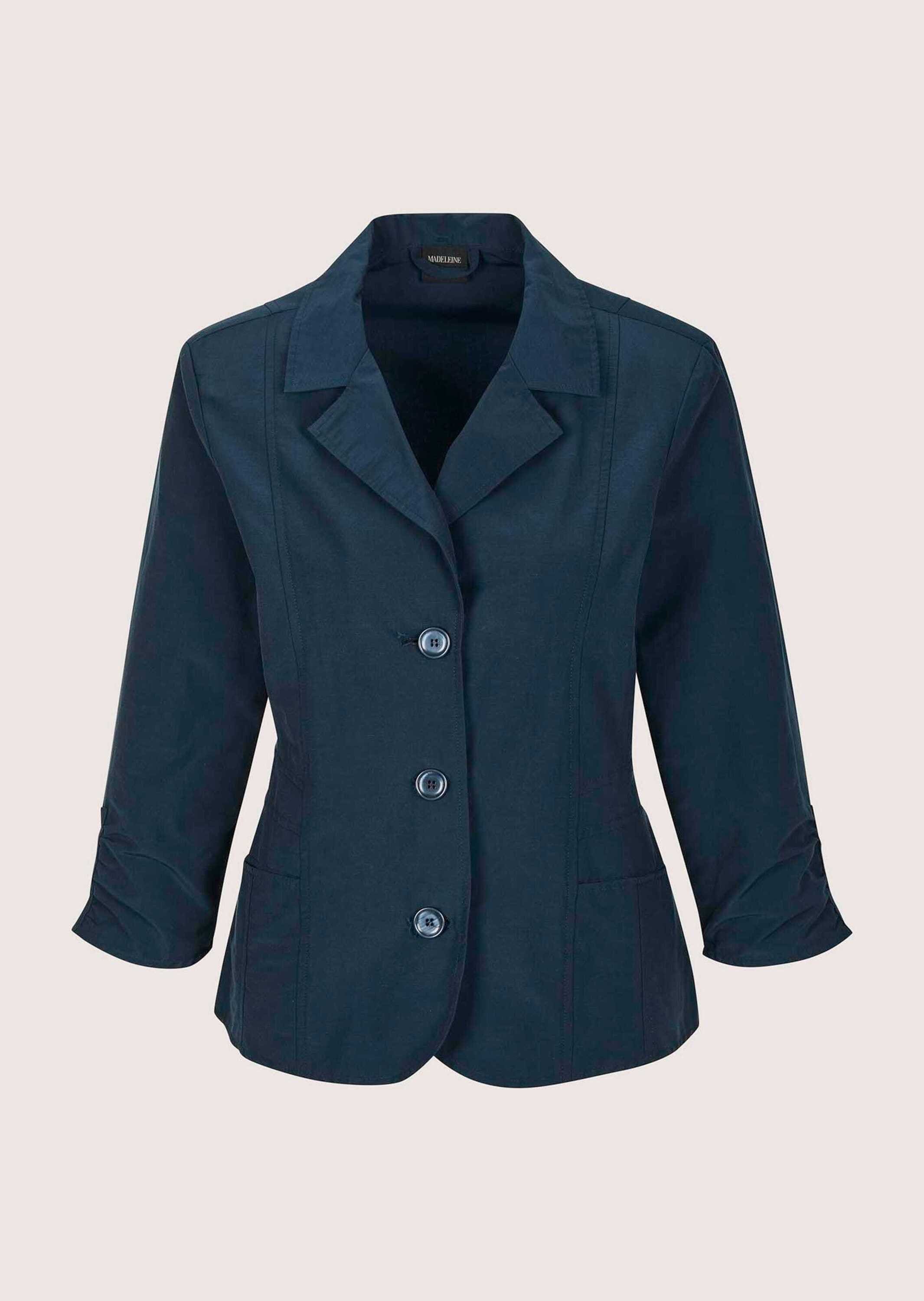 MADELEINE Langarmshirt "Shirtjacke Sommerleichte Jacke mit Reverskragen" Leichtblazer mit Raffdetails