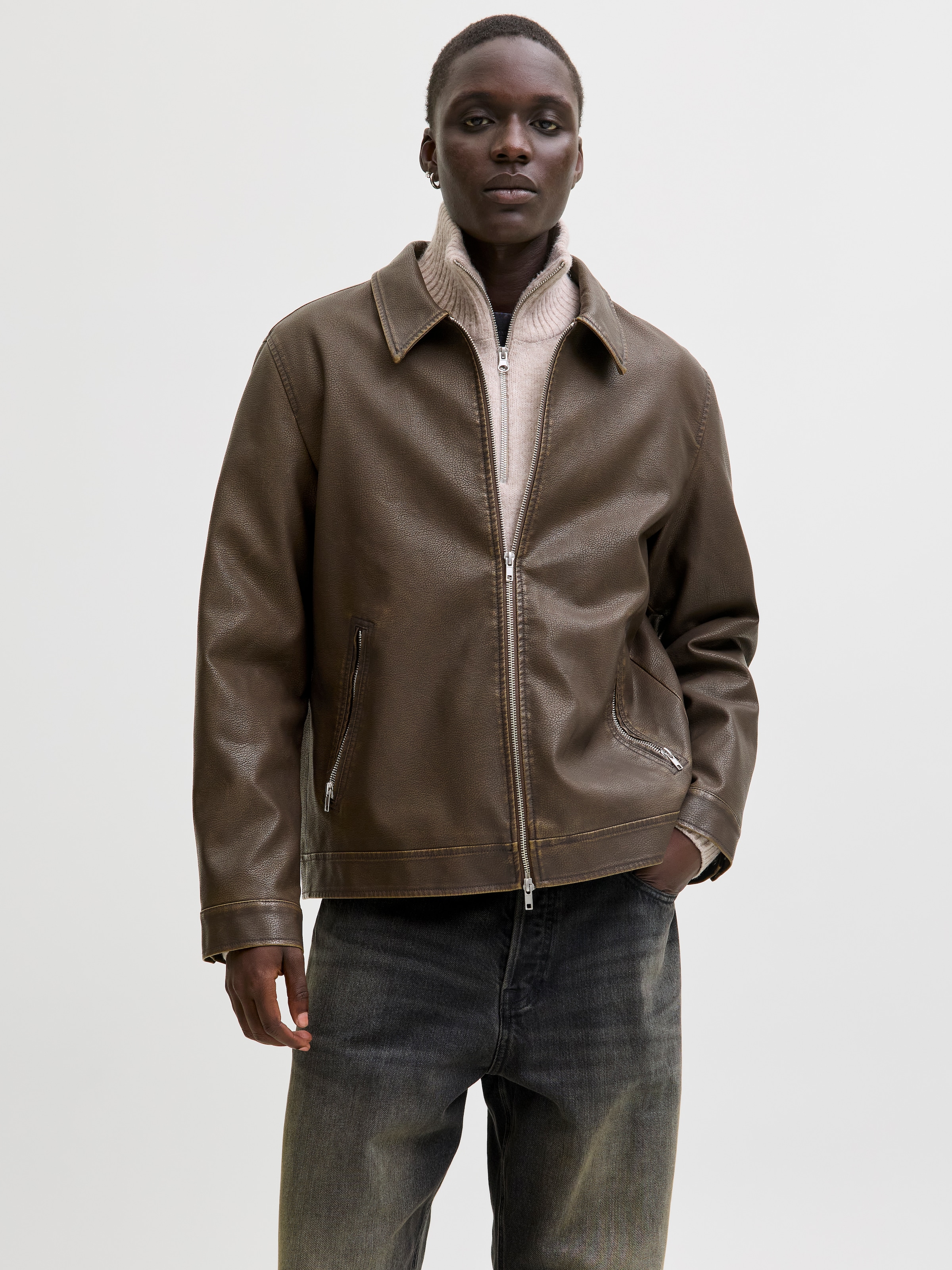 Jack & Jones Bikerjacke "JJECASABLANCA PU JACKET NOOS" ohne Kapuze günstig online kaufen