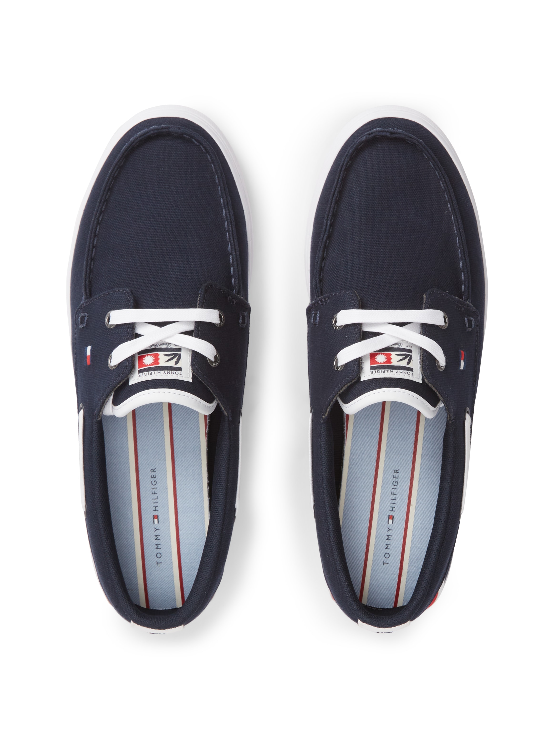 Tommy Hilfiger Bootsschuh »TH BOAT VULC SNEAKER CANVAS«  Schnürschuh, Halbschuh mit Kontrastbesätzen und Durchzügen