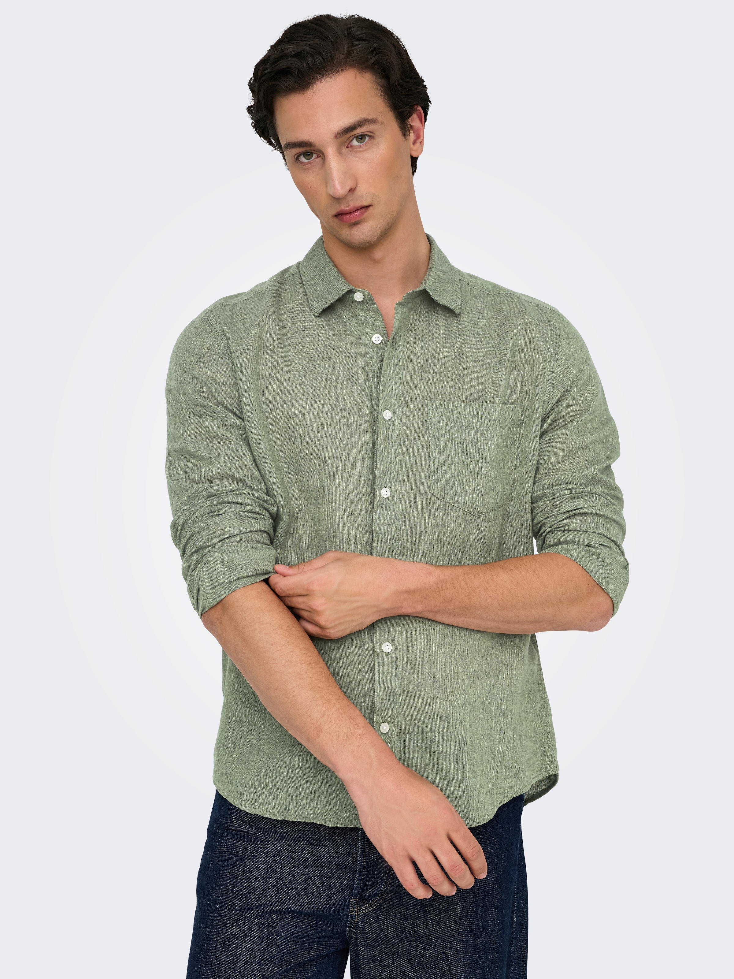 ONLY & SONS Langarmhemd »ONSCAIDEN LIFE REG LS 1 PKT SHIRT NOOS«