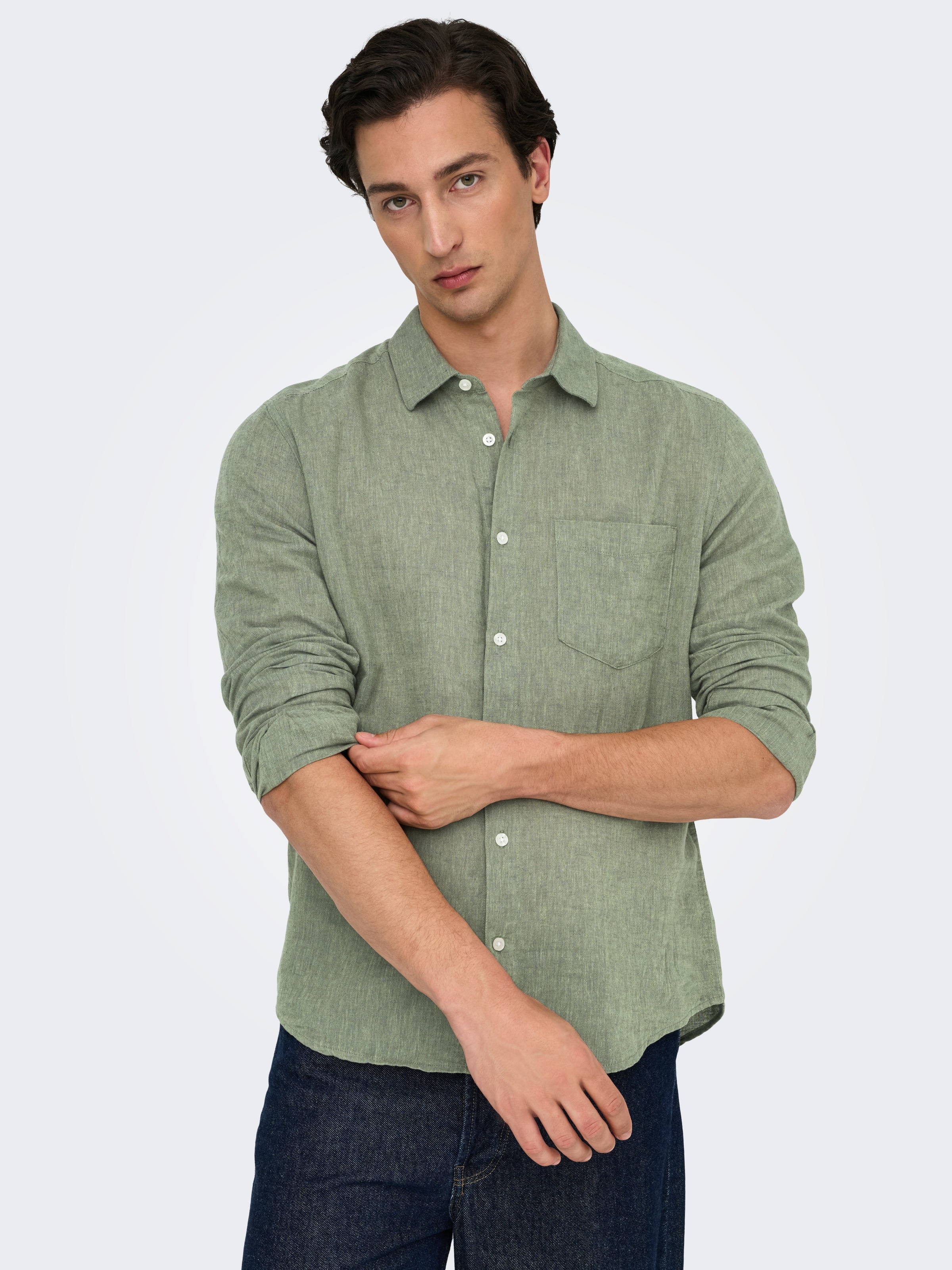 ONLY & SONS Langarmhemd "ONSCAIDEN LIFE REG LS 1 PKT SHIRT NOOS" günstig online kaufen