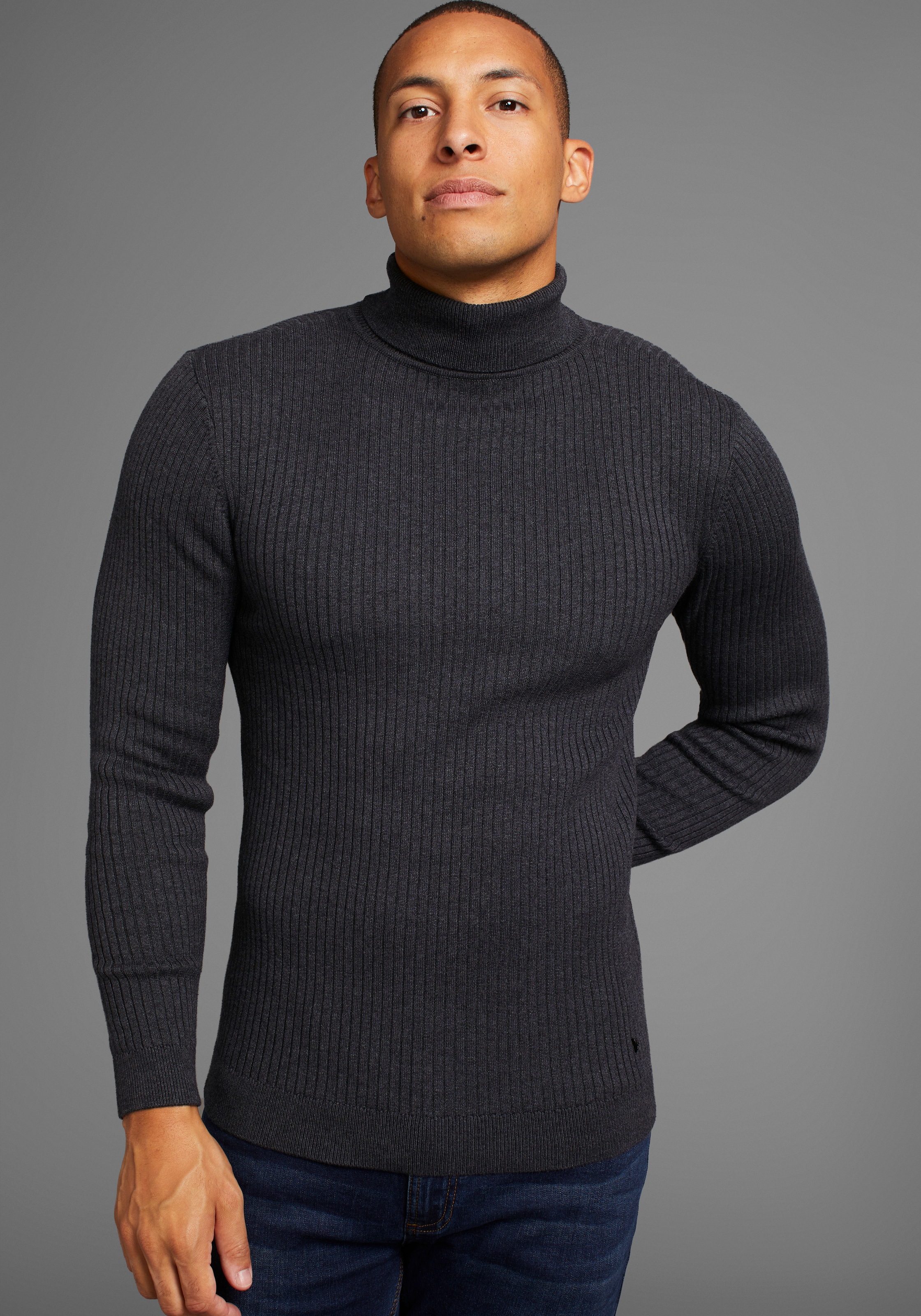 Bruno Banani Rollkragenpullover in Rippenqualität
