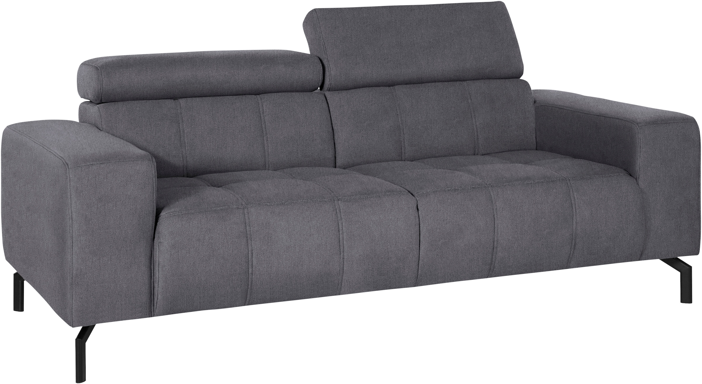 DOMO collection 2-Sitzer »Cunelli zeitlos und elegant, moderne Sitznähte als Designelement,«, wahlweise mit 6-fach verstellbaren Kopfteilen, fester Sitzkomfort