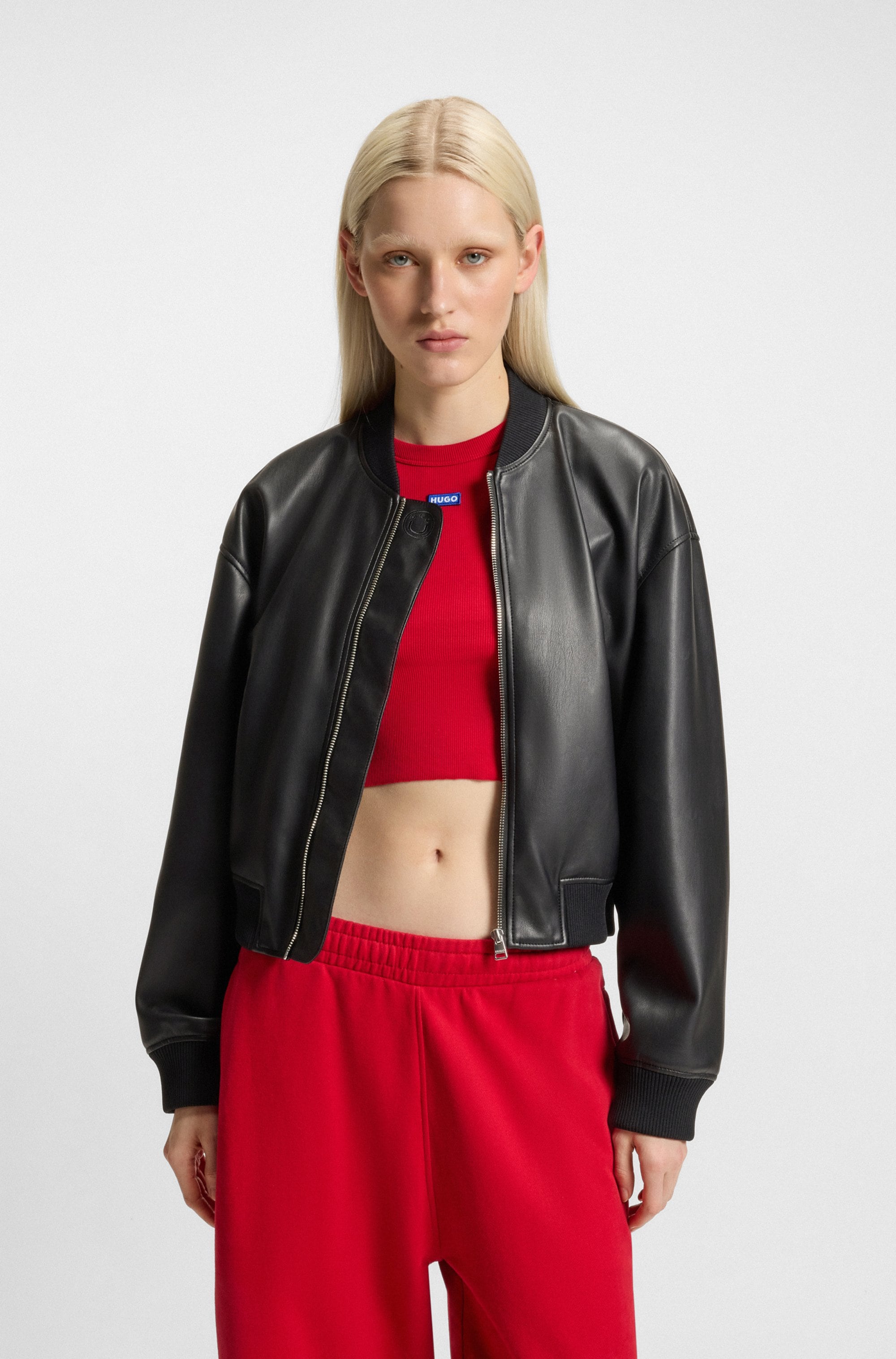 HUGO Blue Bomberjacke "Attitude", in Kunstleder-Optik günstig online kaufen