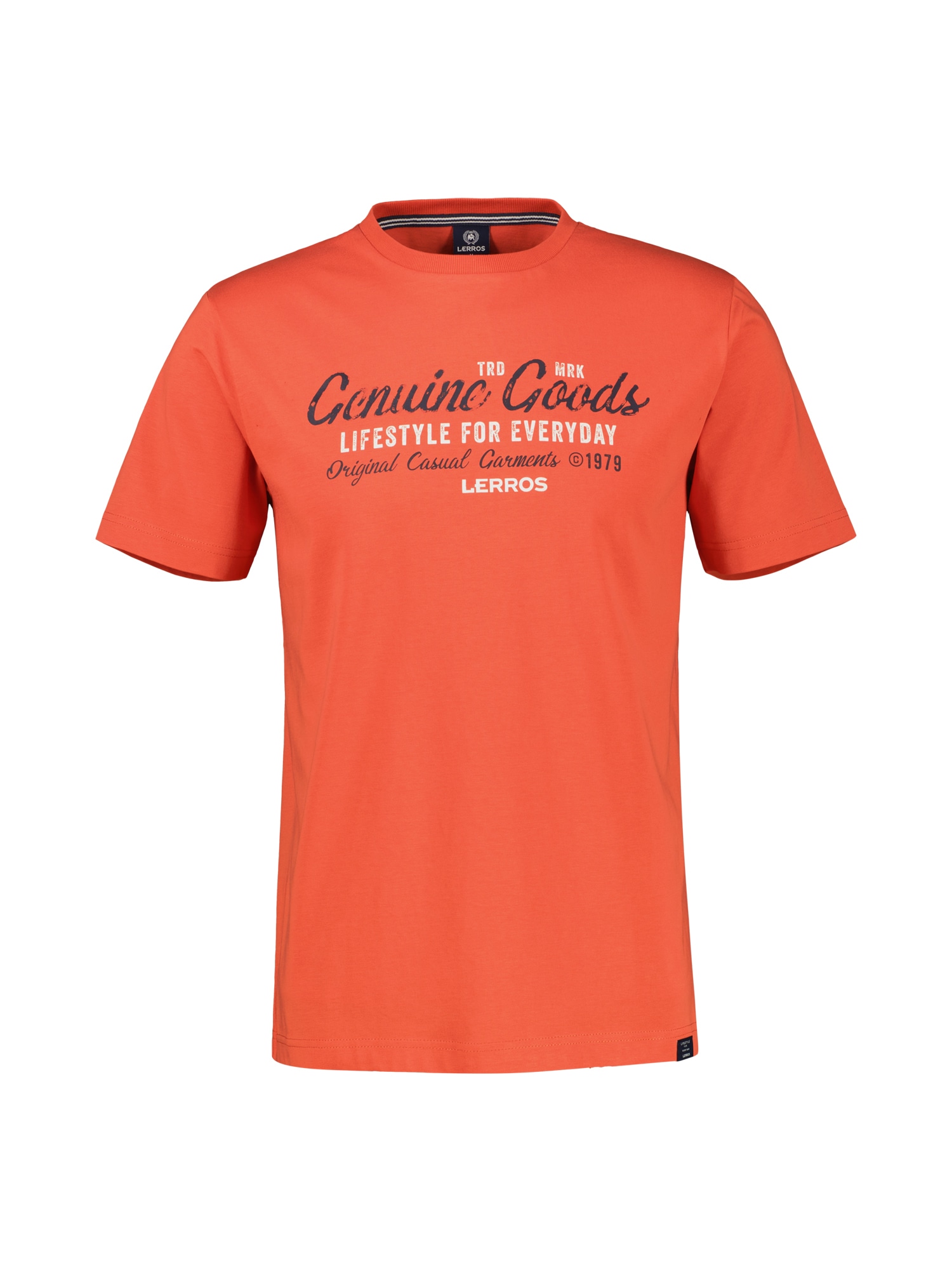LERROS T-Shirt "T-Shirt unifarben mit Print und 1/2-Ärmeln"