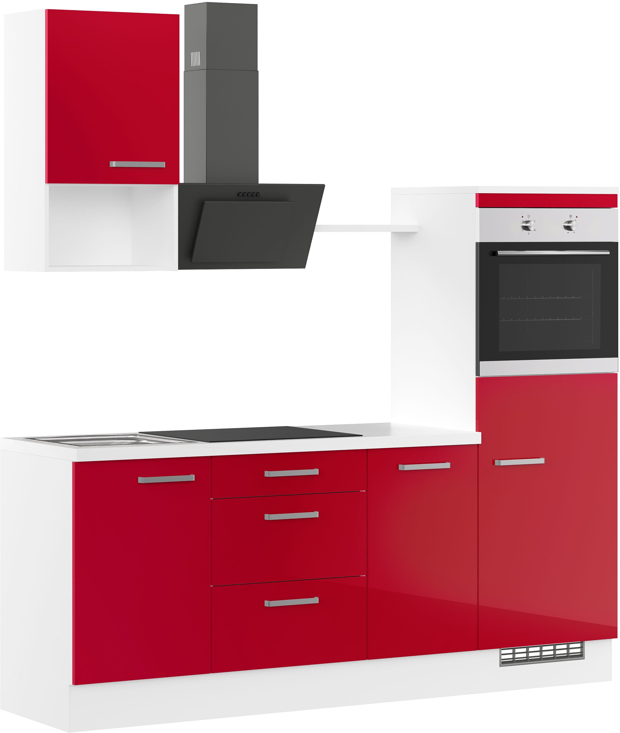 IMPULS KÜCHEN Küchenzeile »"Turin", Ausrichtung wählbar, Schubkästen mit Soft-Close,«, vormontiert, wahlw. mit E-Geräten, Breite 215 cm