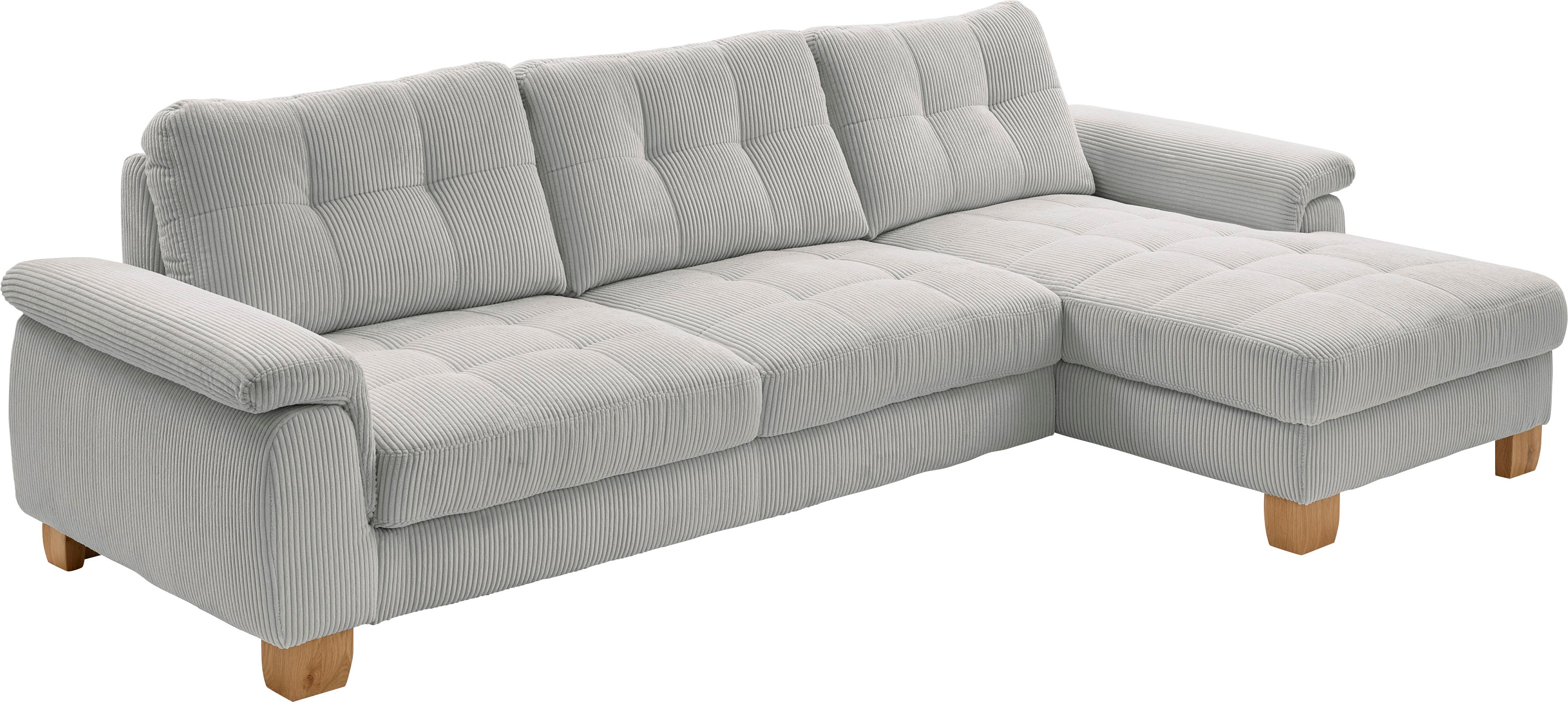 Die PlanBar Ecksofa "PP-LA19101 L-Form, Breite 316 cm" wahlweise mit Schlaffunktion und verstellbaren Kopfstützen, in Cord