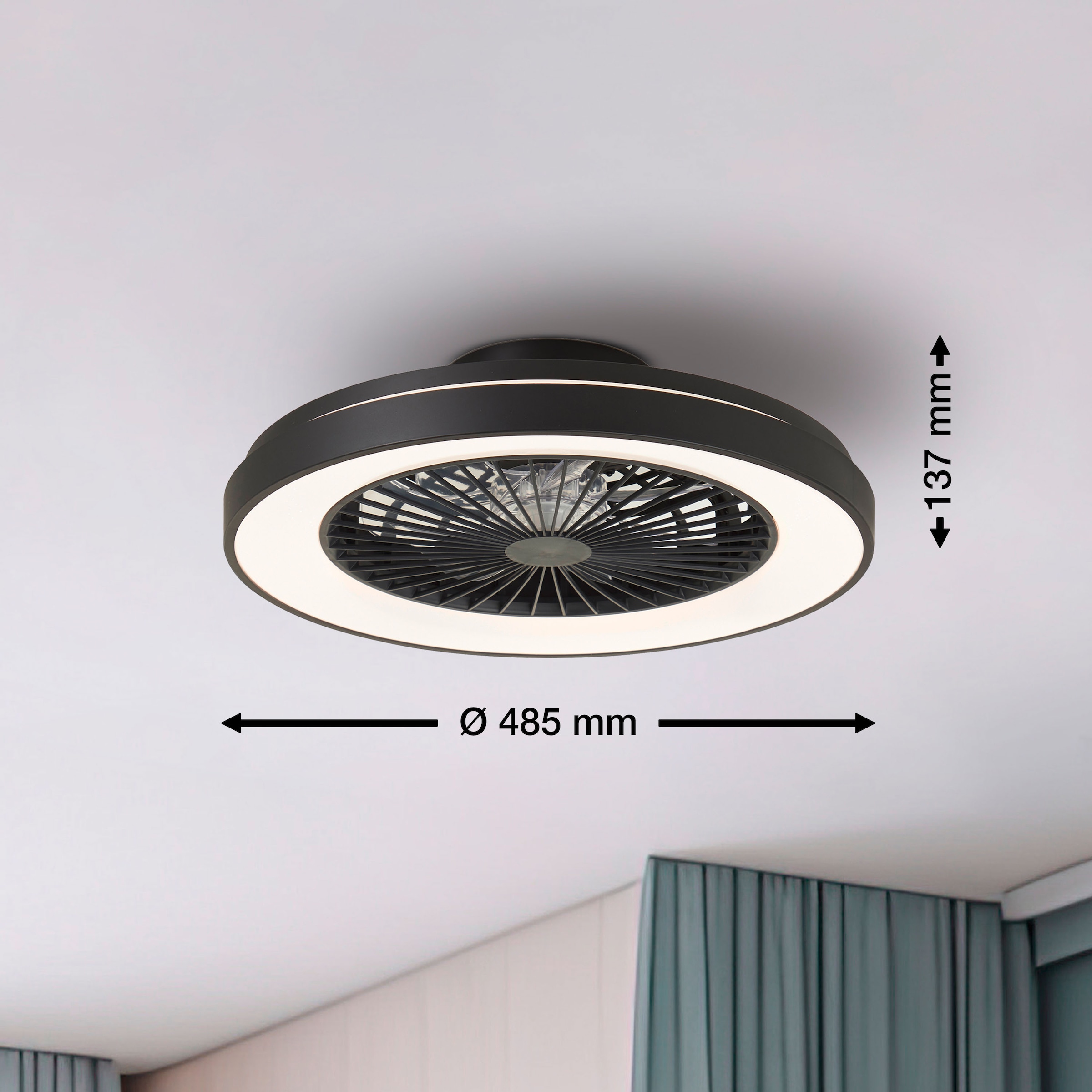 Brilliant LED Deckenleuchte »Mazzaro Deckenventilator« 1 Stk. warmweiß - kaltweiß Deckenlampe, Ventilator, 48,5 cm, digitales RGB, CCT, dimmbar