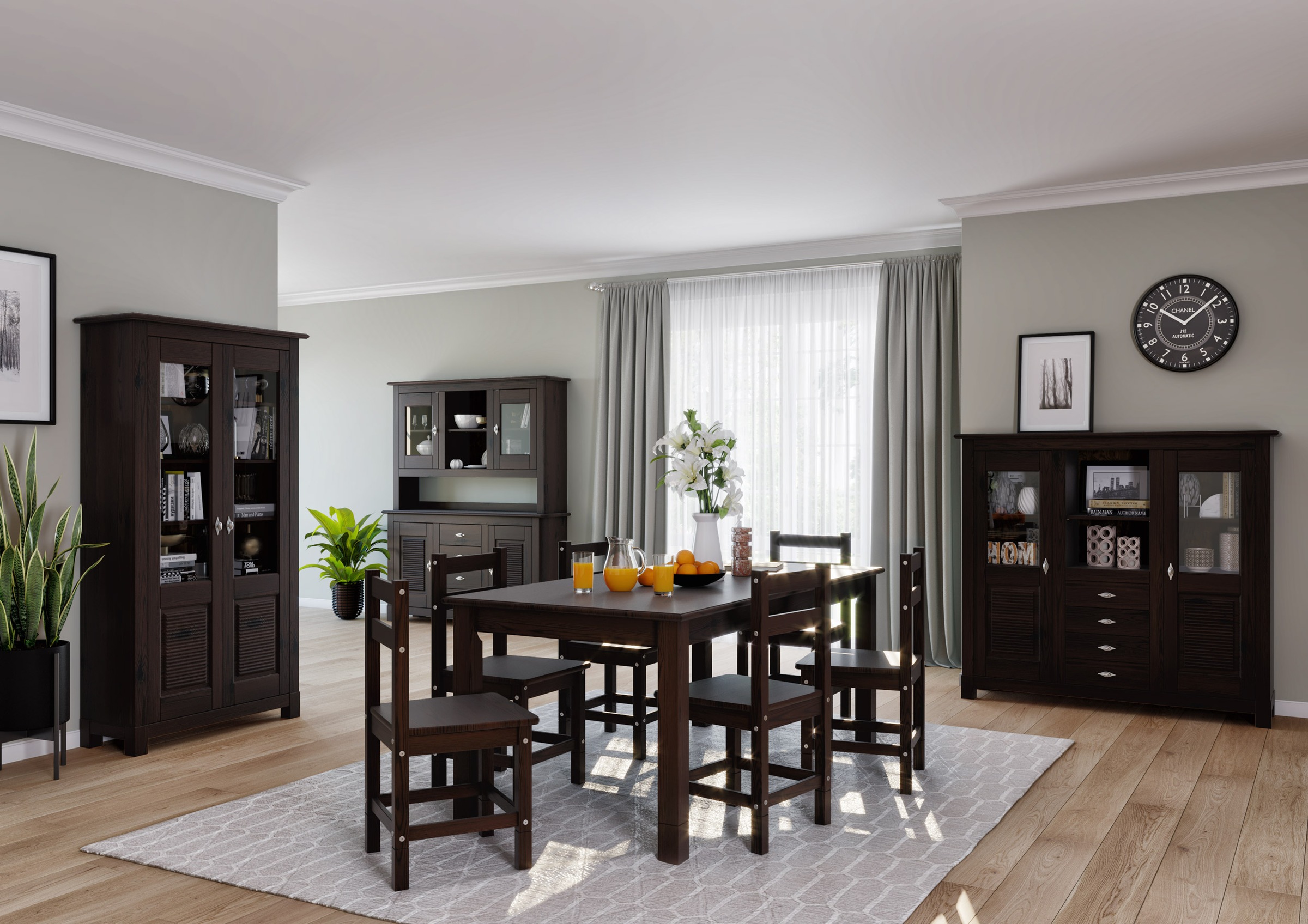 OTTO home Buffet "Rauna" Highboard, massive Kiefer, Türen mit Glaseinsätzen günstig online kaufen