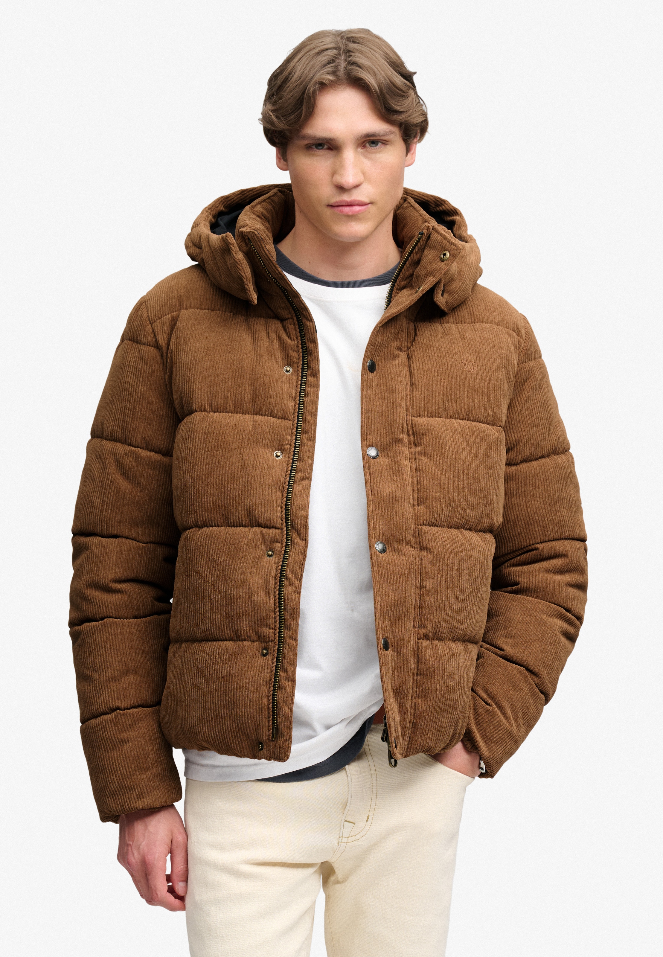 Superdry Steppjacke »PREMIUM HOOD CORD PUFFER JKT« mit Kapuze Kunstfaser, relaxed fit