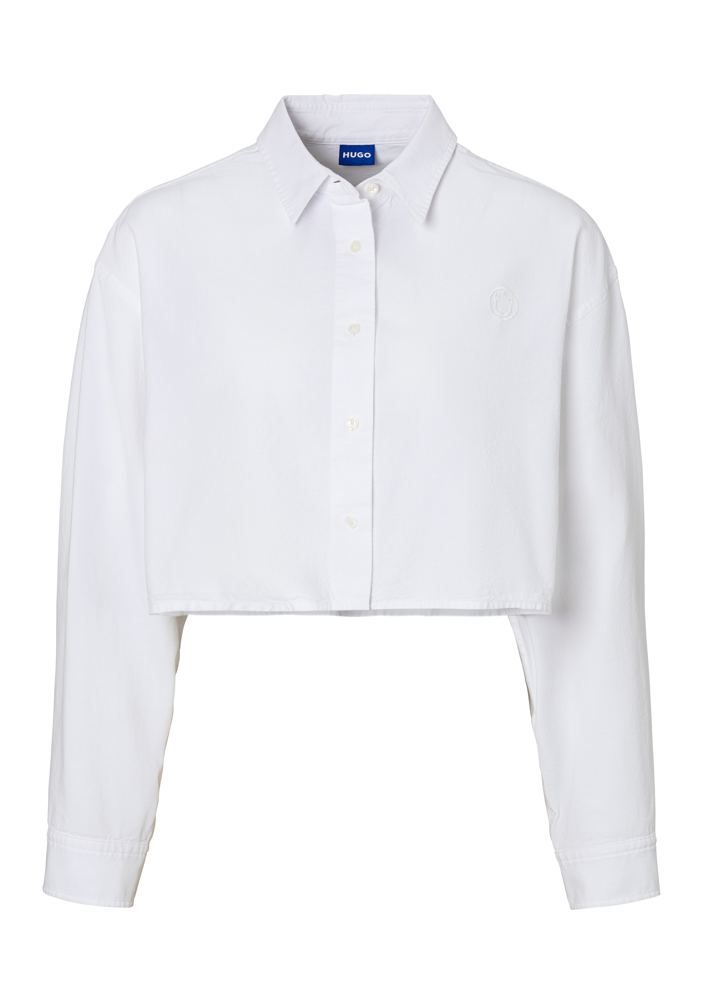 HUGO Blue Klassische Bluse "Erisa B" Oxford Qualität, tonale Logostickerei, günstig online kaufen