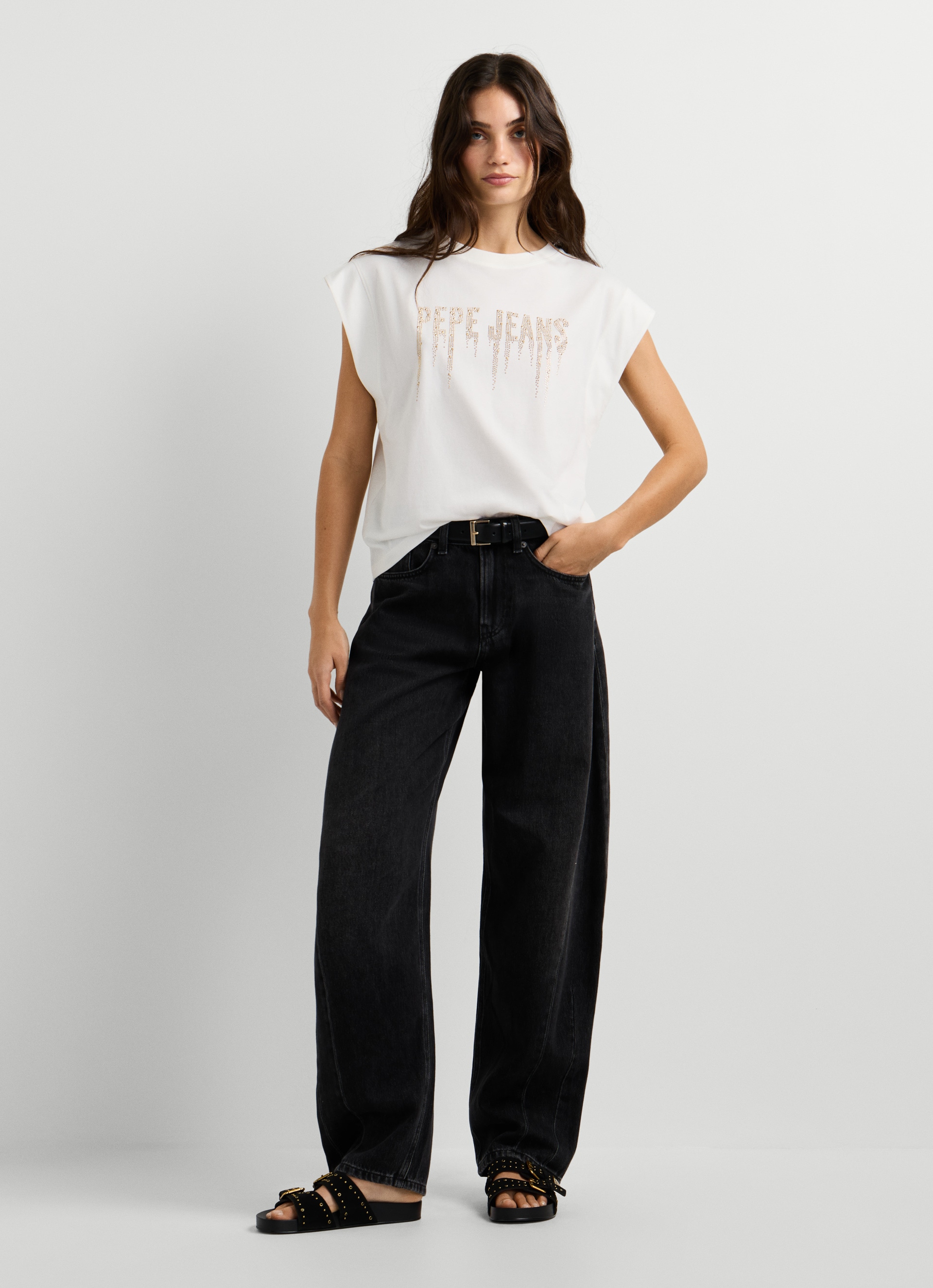 Pepe Jeans Kurzarmshirt »CARINA« mit Nietenbesatz, Rundhals