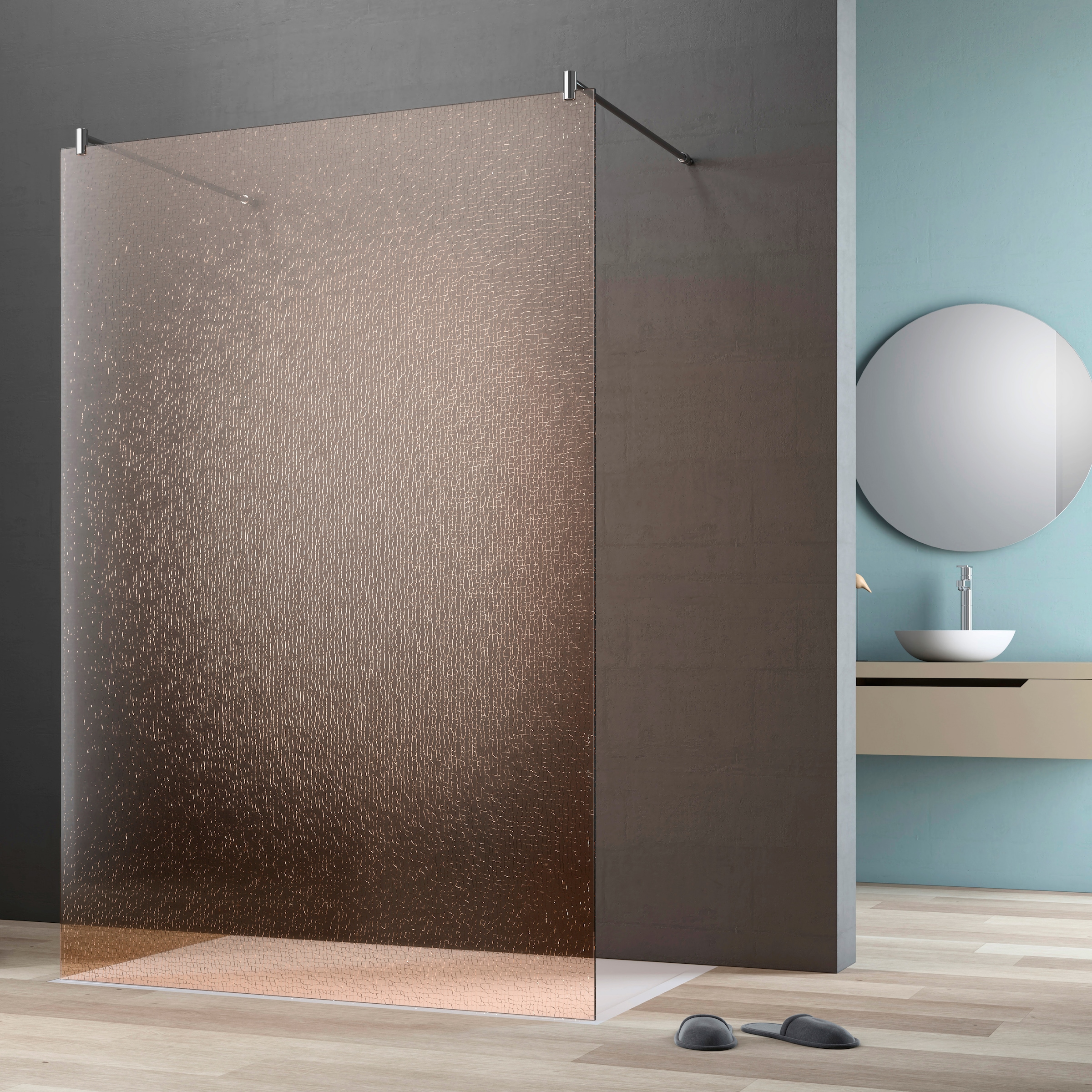 maw by GEO Walk-in-Dusche "flex A-W002CBR", BxH: 140 x 200 cm, Crash-Glas Bronze