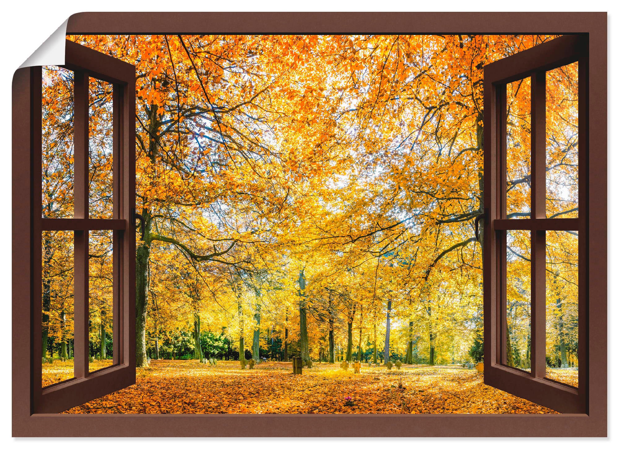 Artland Wandbild "Fensterblick - Herbstwald Panorama", Fensterblick, (1 St. günstig online kaufen