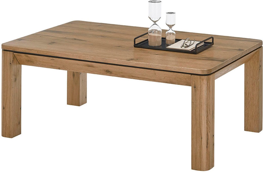 MCA furniture Couchtisch »ZWOLLE mit Stollen 80x80«, Eiche furniert, rechteckig,Schubkasten mit Einteilung, belastbar 30 kg