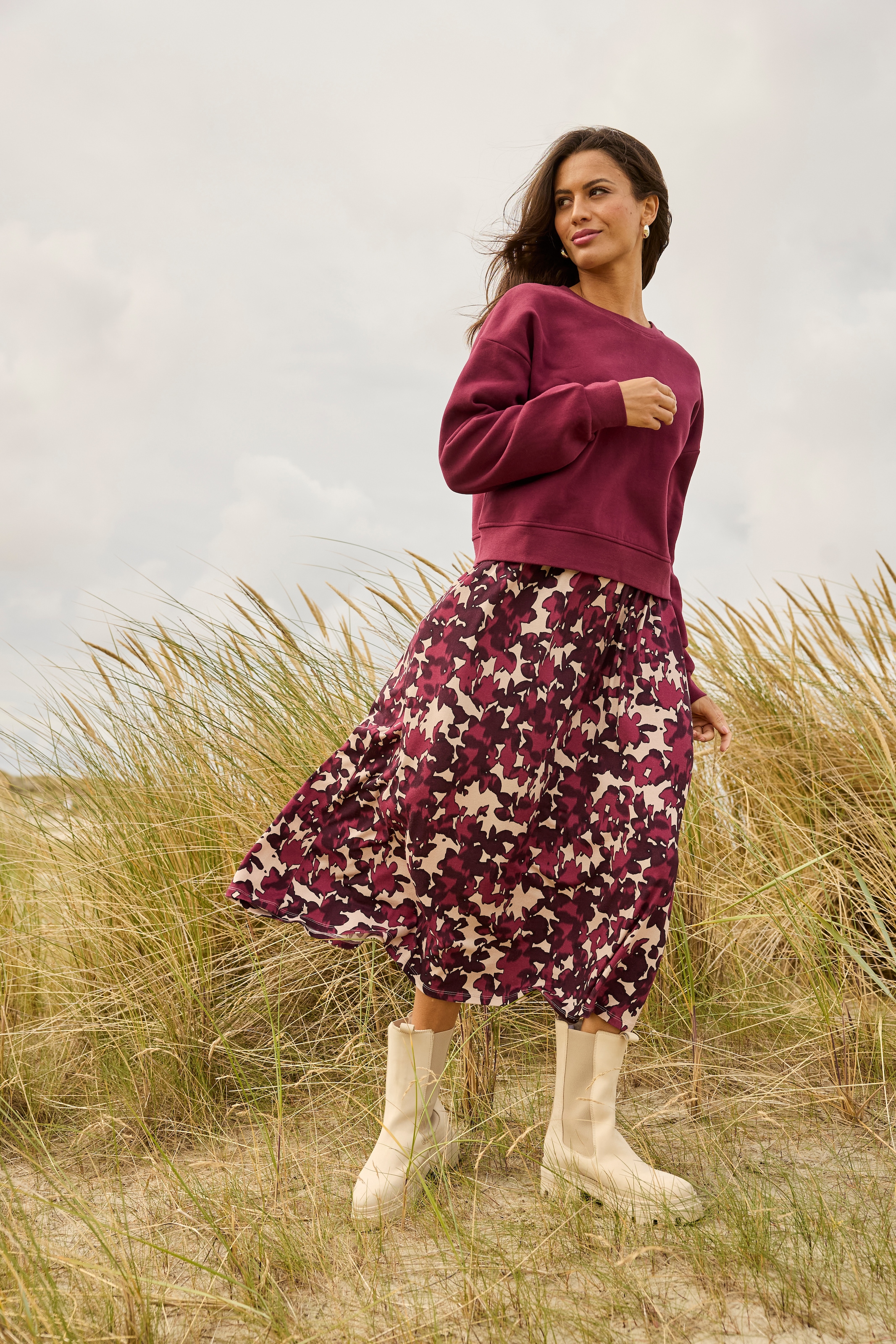 Laura Scott Midikleid, elegantes Blumenmuster aus Viskose-Mischung - NEUE KOLLEKTION