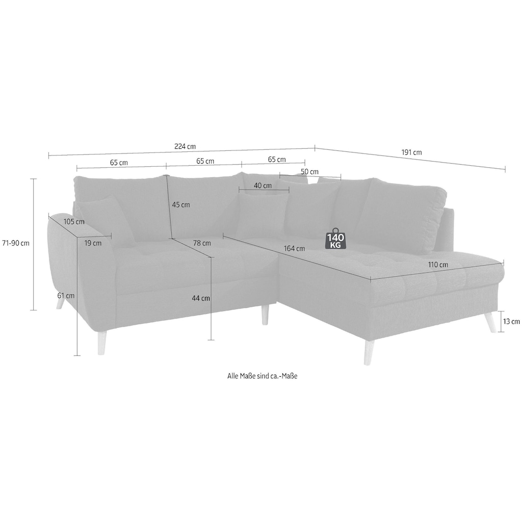 Home affaire Ecksofa »Penelope Luxus L-Form«