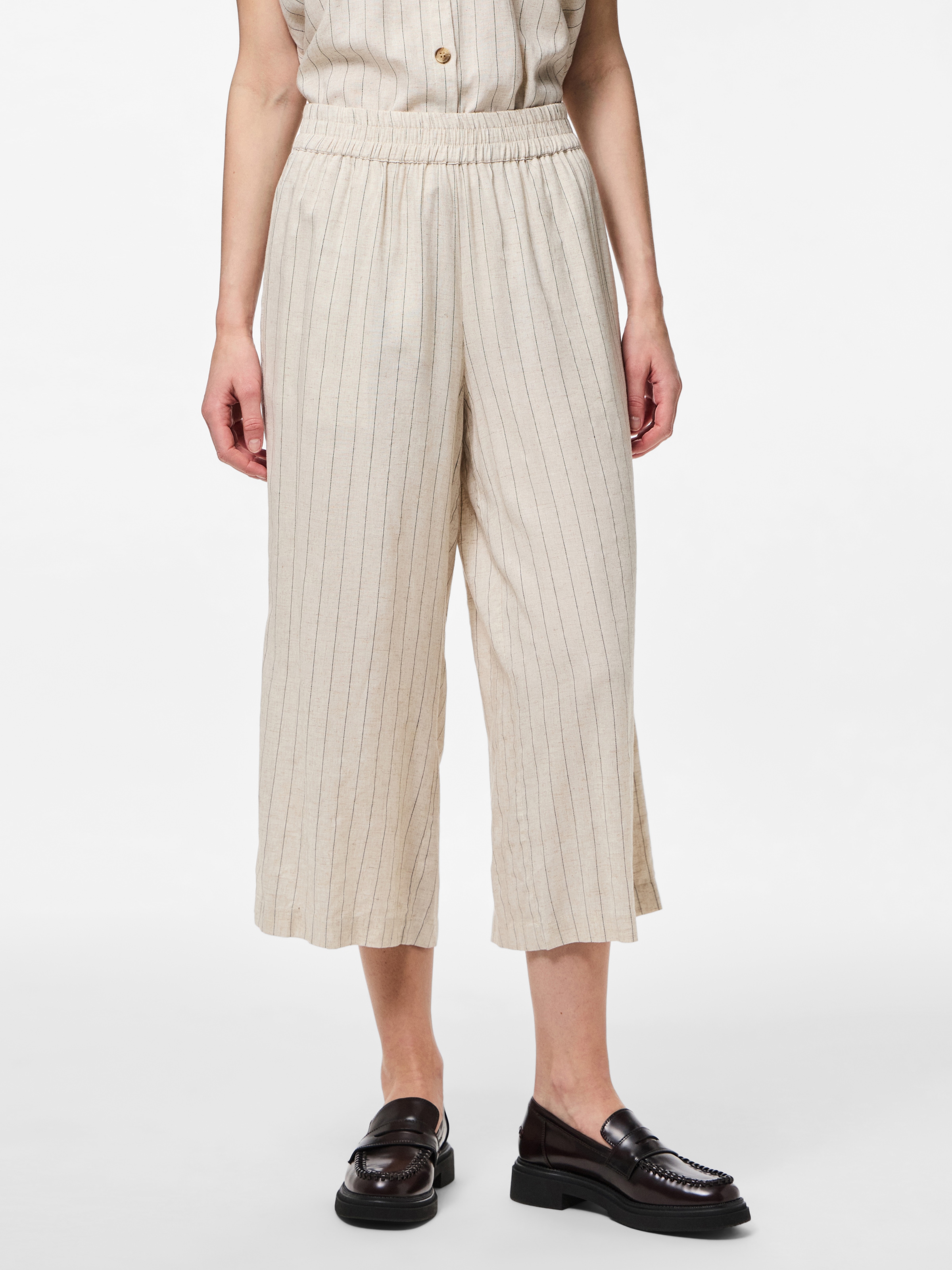 pieces Schlupfhose "PCPIA HW WIDE CULOTTE WVN NOOS", Sommerhose, mit Leinen günstig online kaufen