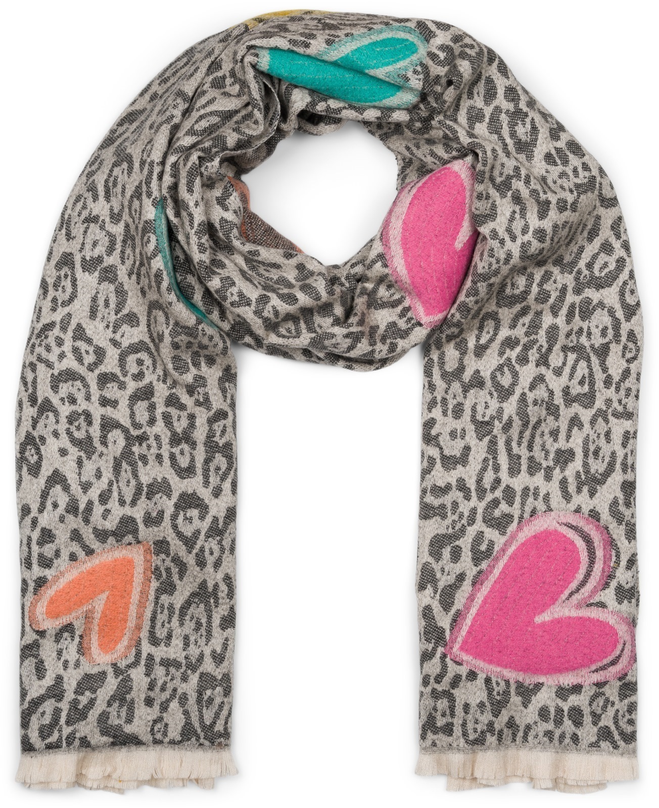 styleBREAKER XXL-Schal "Schal mit Leoparden Herz Muster" 1 Stk.