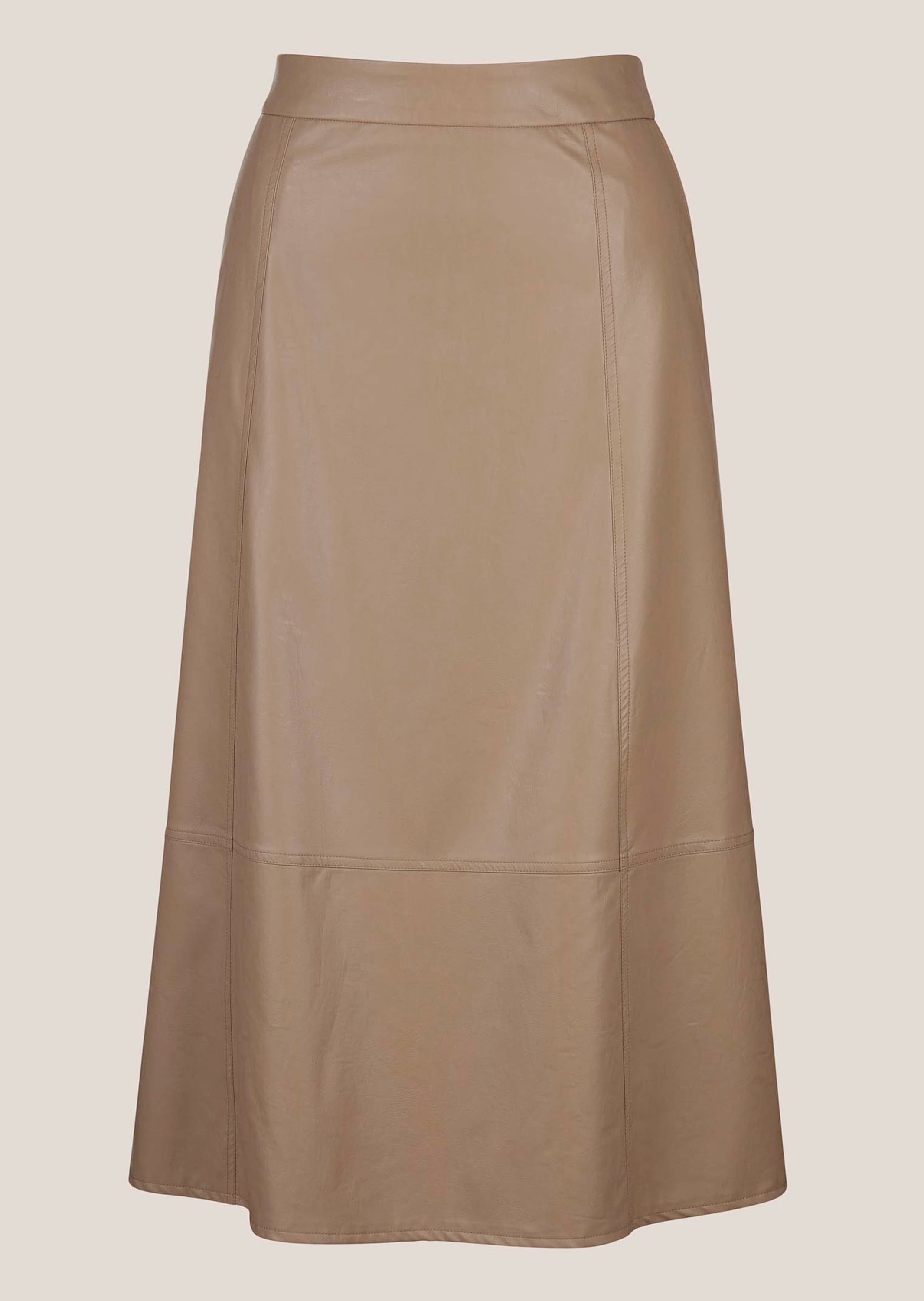 MADELEINE Damen Midirock "Rock Schwungvoller Rock im Leder-Look", beige, Gr. 36, Obermaterial: 100% Polyurethan PU., Röcke