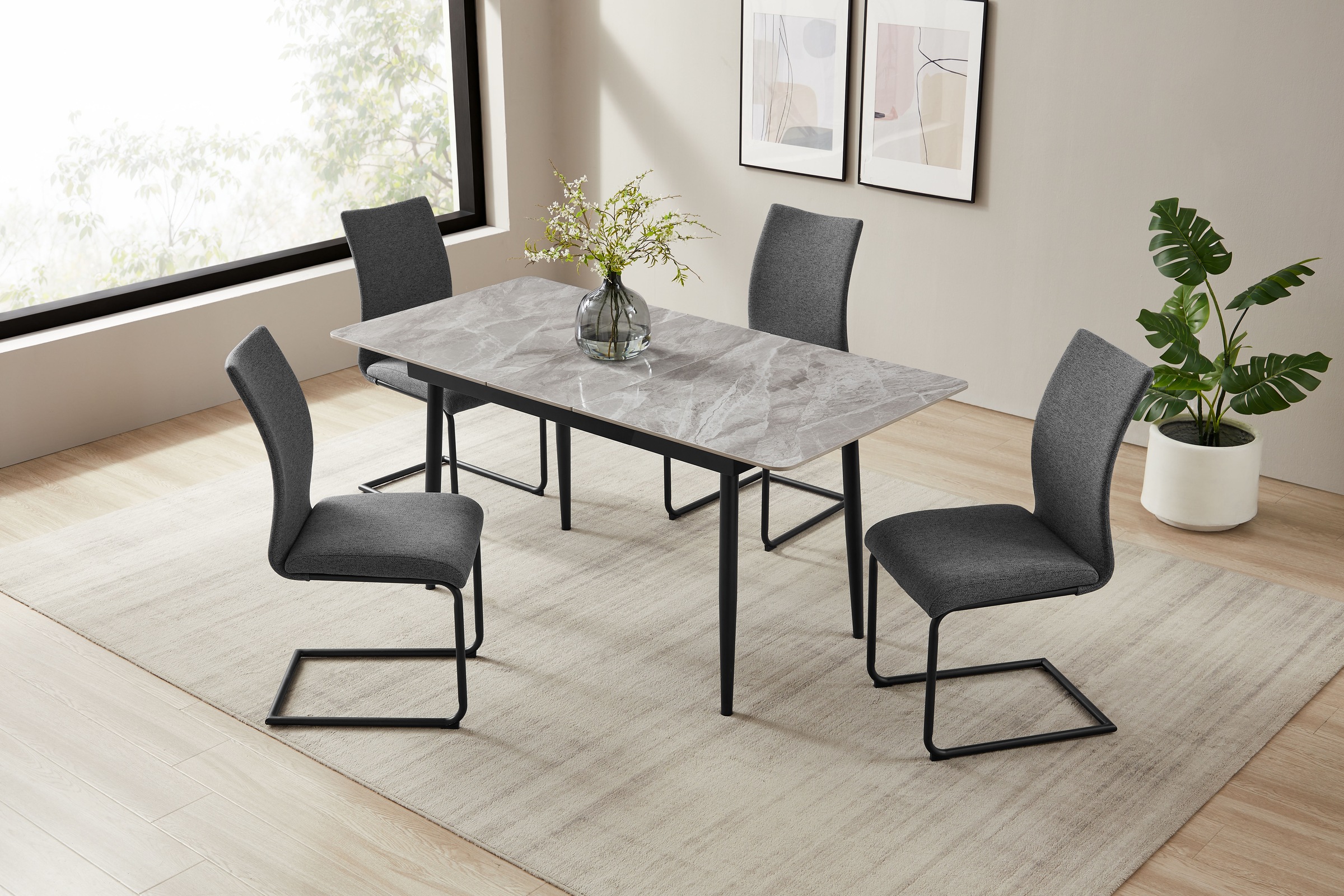 OTTO home Essgruppe "Stevian" Set, Ausziehbarer Esstisch + 4 Stühle, 5 Stk. günstig online kaufen