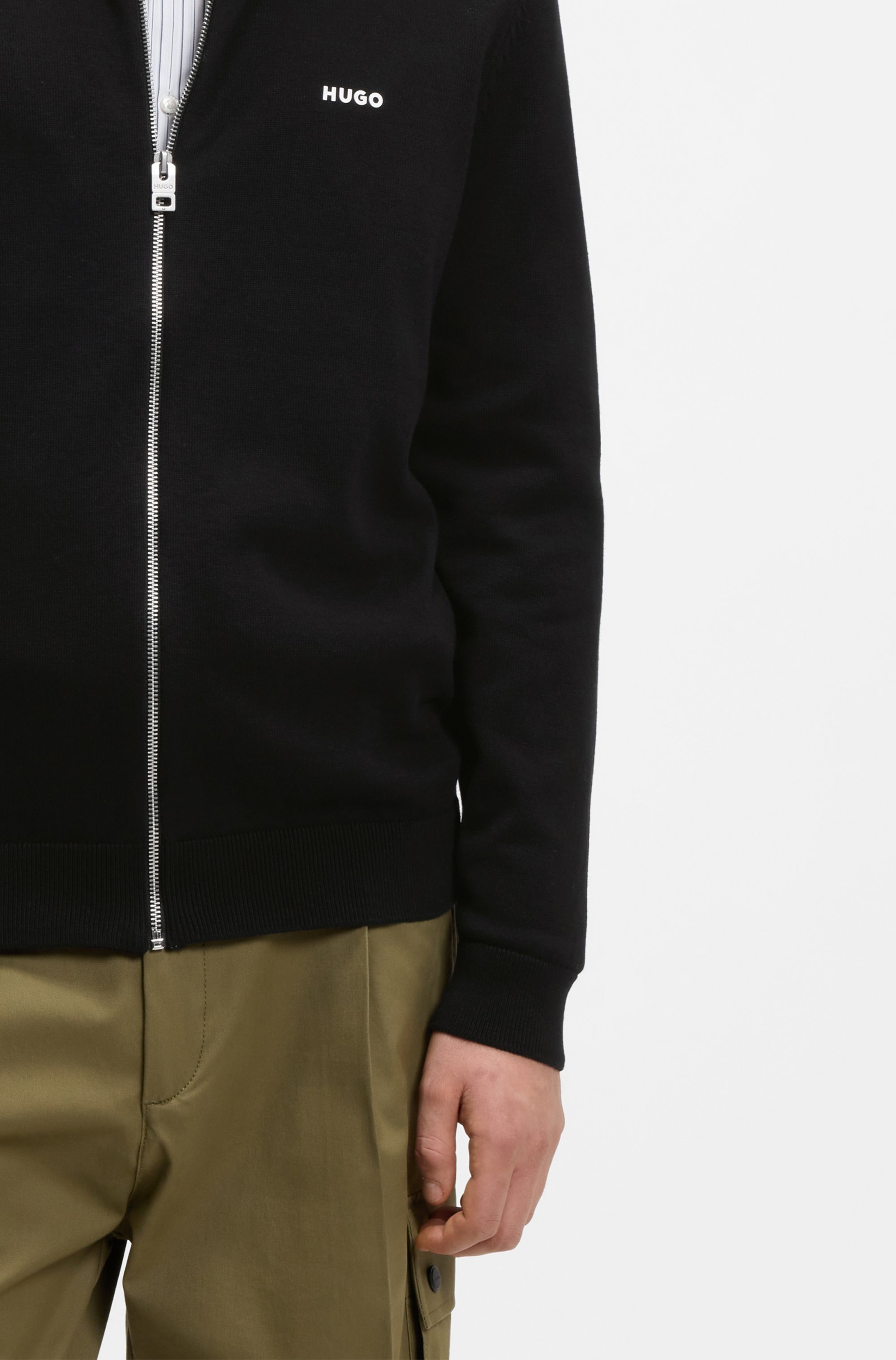 HUGO Strickjacke »San Jacomo-C« Stehkragen, Slim Fit, Feinstrick aus Baumwolle