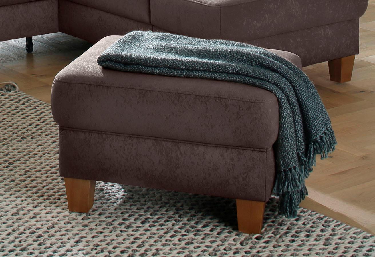 OTTO home Hocker "Texel" mit Federkern und Kontrastnaht, Füße Buche eichefarben