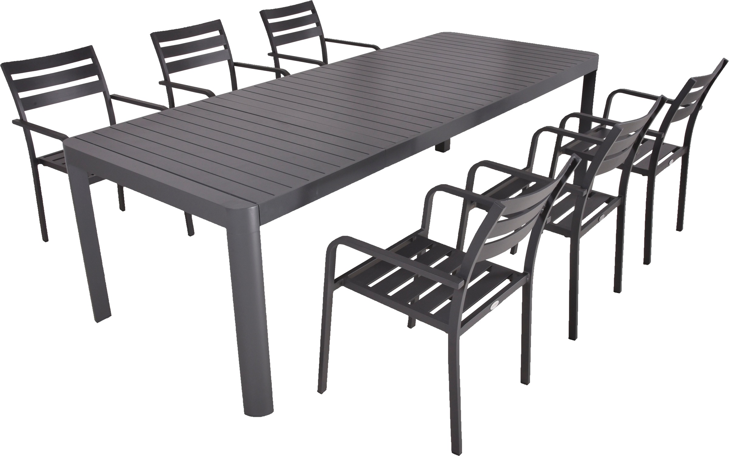 Garden Pleasure Garten-Essgruppe », Tischgruppe »AMIRA 10««, (Set, 7 tlg.), 6 Stühle (stapelbar), 1x Ausziehtisch LxB: 195-240 x100 cm