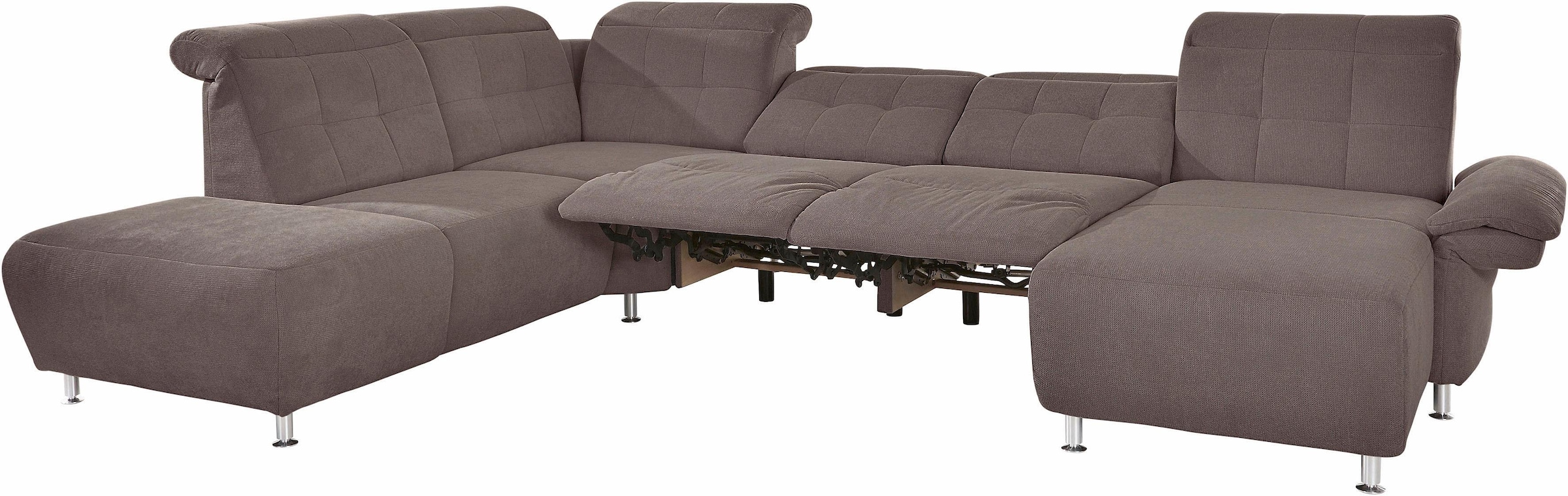 Places of Style Wohnlandschaft »Manhattan U-Form«, 2 Sitze mit elektrischer Relaxfunktion, verstellbare Armlehnen
